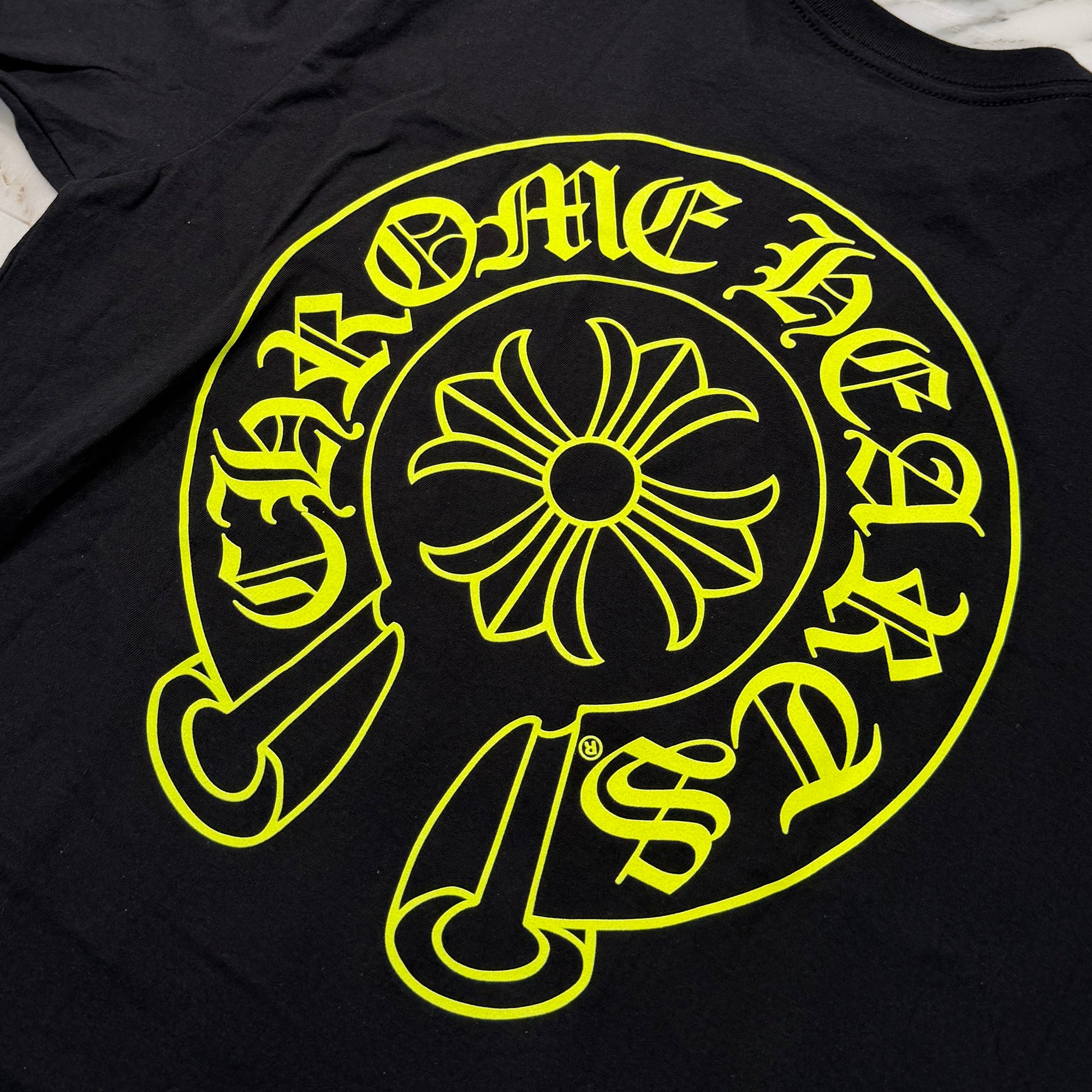 CHROME HEARTS Neon Yellow Horseshoe Tee Size M クロムハーツ ネオン