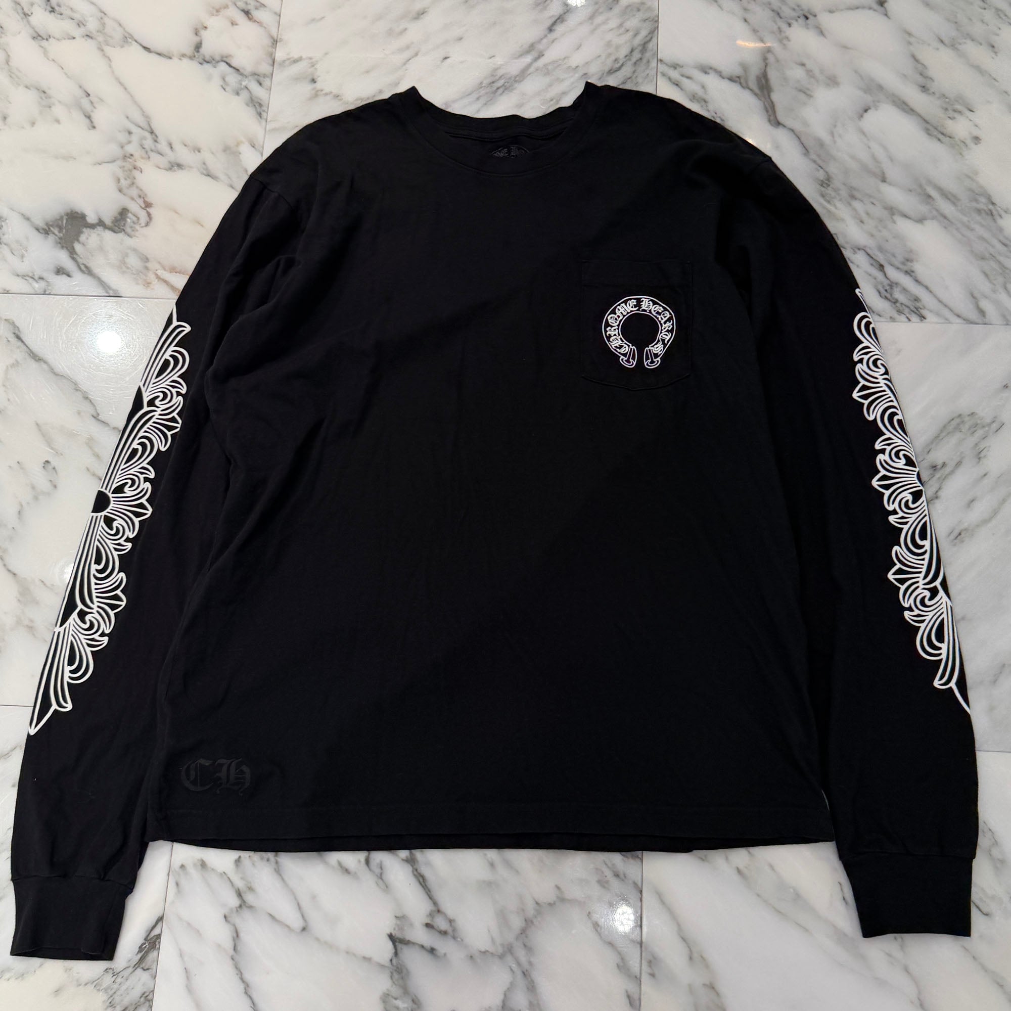 CHROME HEARTS Floral Cross Horseshoe Long Sleeve Tee Size XL クロムハーツ フローラルクロス ホースシュー ロングスリーブ Tシャツ サイズXL