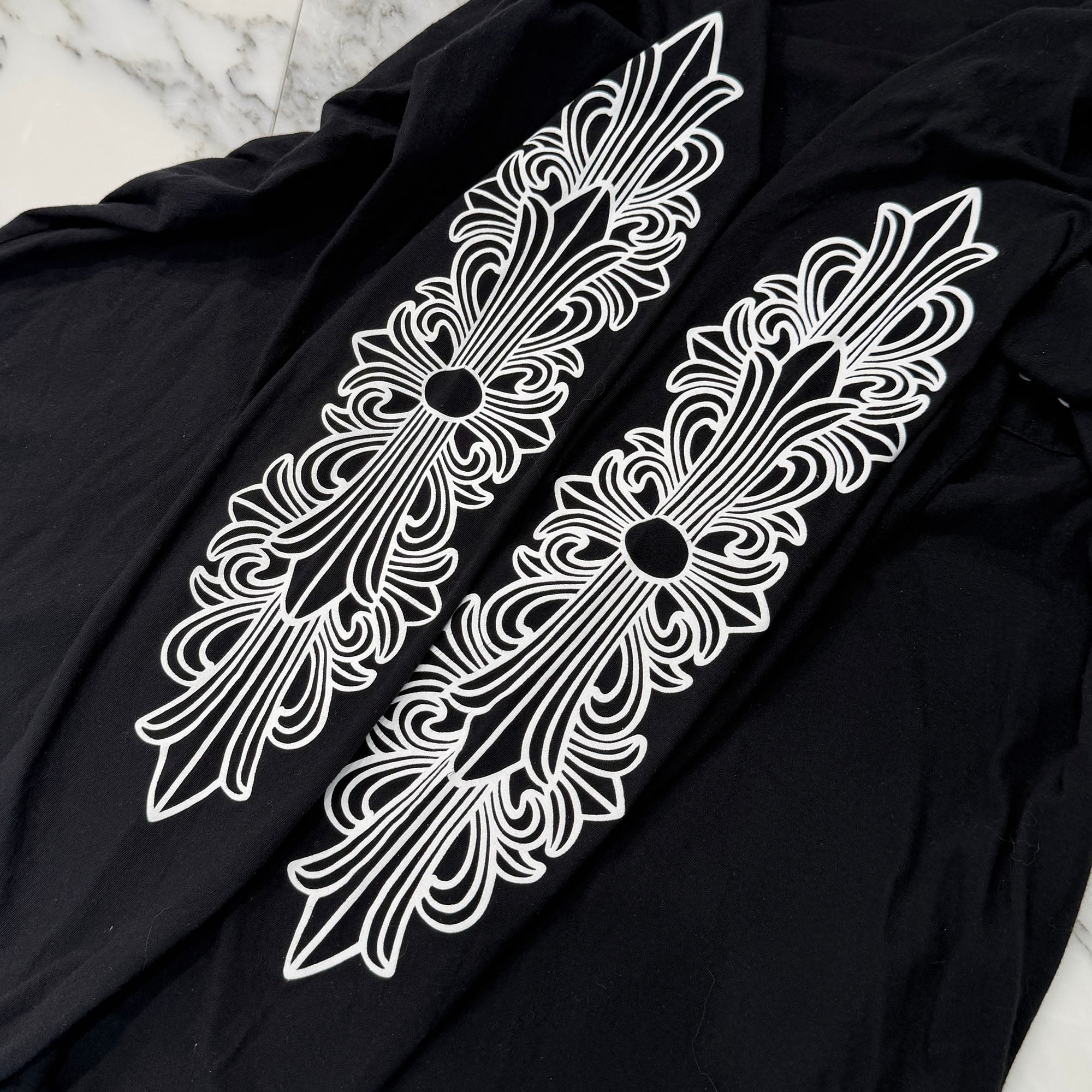 CHROME HEARTS Floral Cross Horseshoe Long Sleeve Tee Size XL クロムハーツ フローラルクロス ホースシュー ロングスリーブ Tシャツ サイズXL