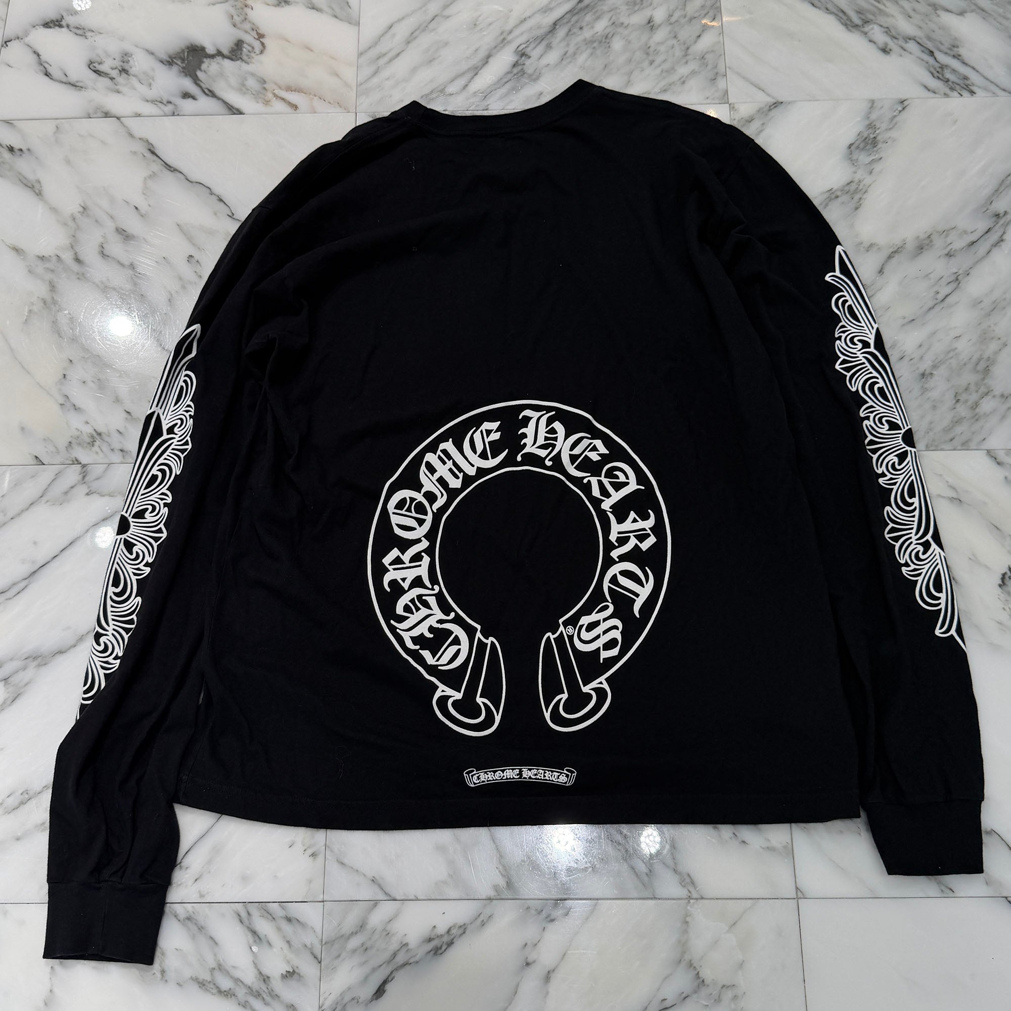CHROME HEARTS Floral Cross Horseshoe Long Sleeve Tee Size XL クロムハーツ フローラルクロス ホースシュー ロングスリーブ Tシャツ サイズXL