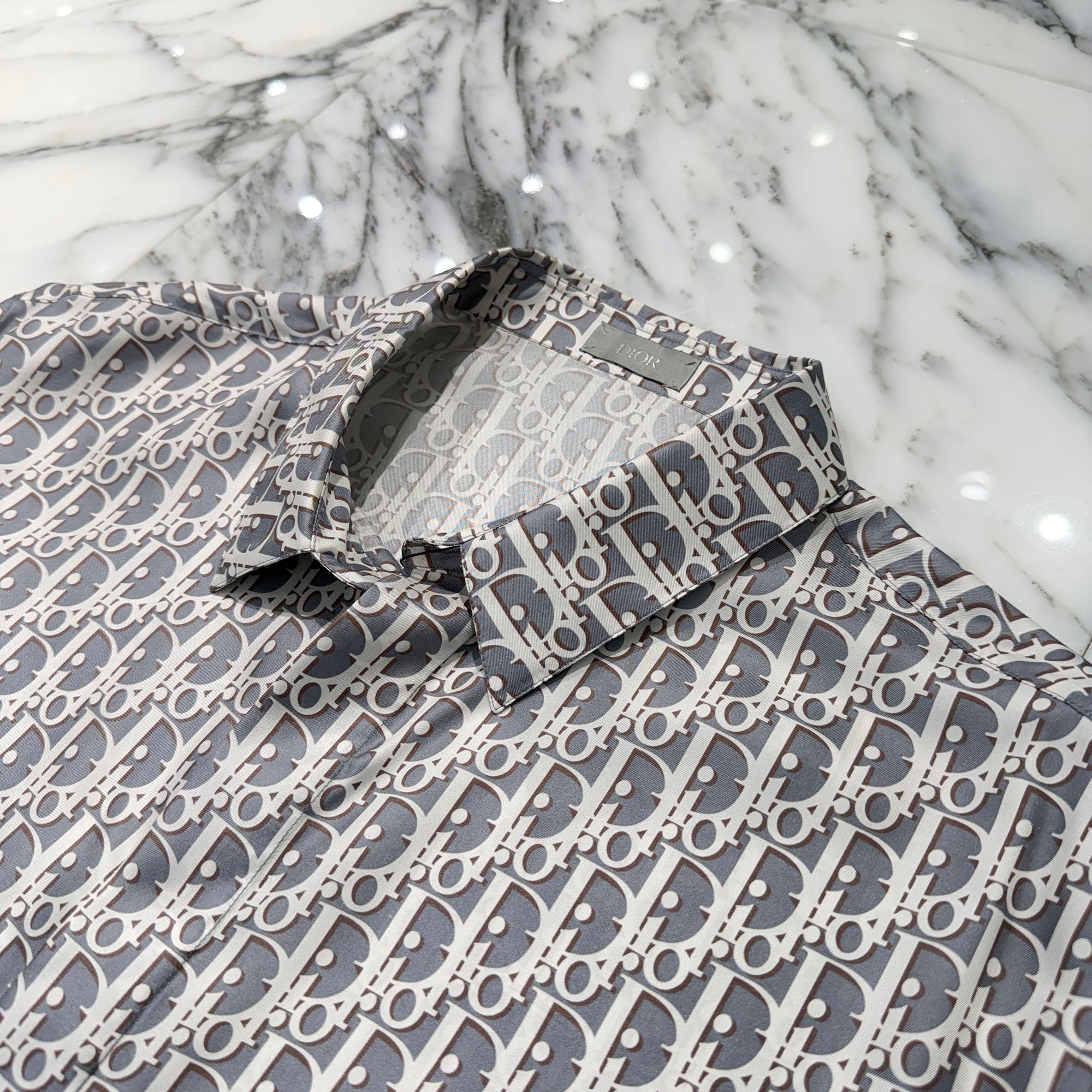 DIOR 2024SS Oblique Jacquard Short Sleeve Silk Shirt 193C545A4751 Size 43 ディオール オブリーク ジャカード ショートスリーブ シルクシャツ サイズ43