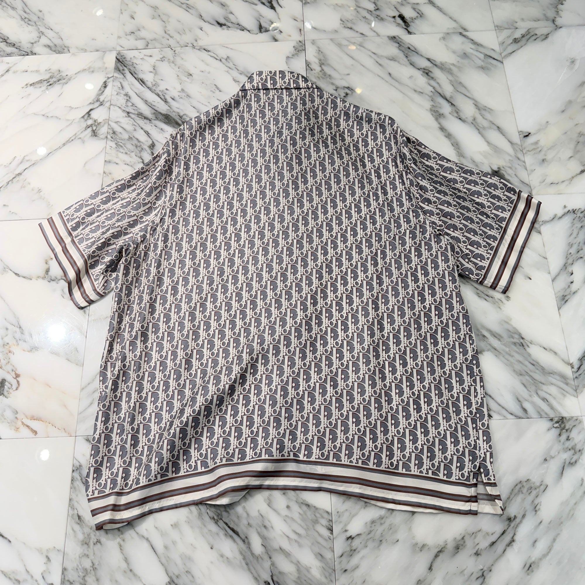 DIOR 2024SS Oblique Jacquard Short Sleeve Silk Shirt 193C545A4751 Size 43 ディオール オブリーク ジャカード ショートスリーブ シルクシャツ サイズ43