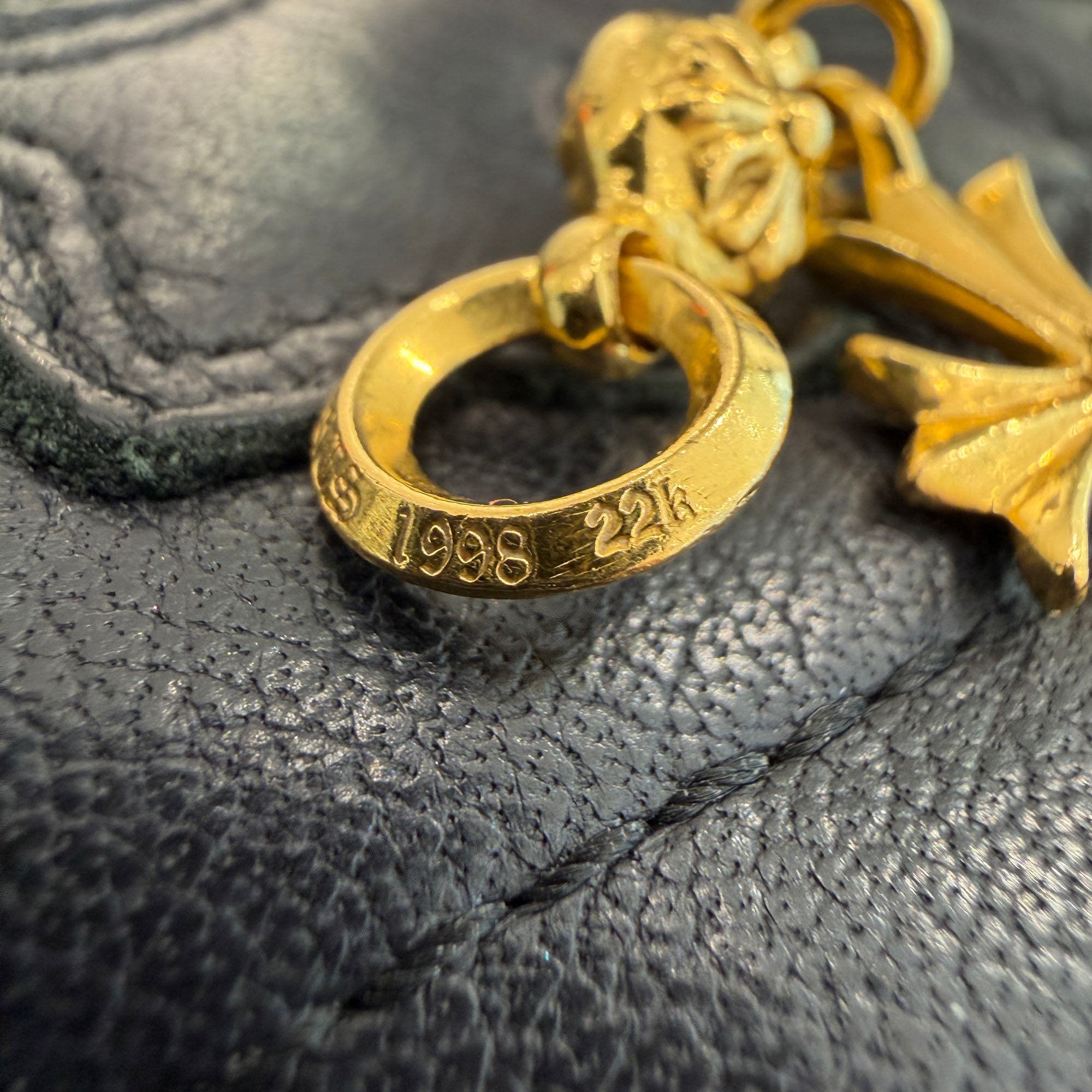 CHROME HEARTS 22K 1 Ball Tiny Cross Charm Neckless Top クロムハーツ 22K 1ボール タイニークロスチャーム ネックレストップ