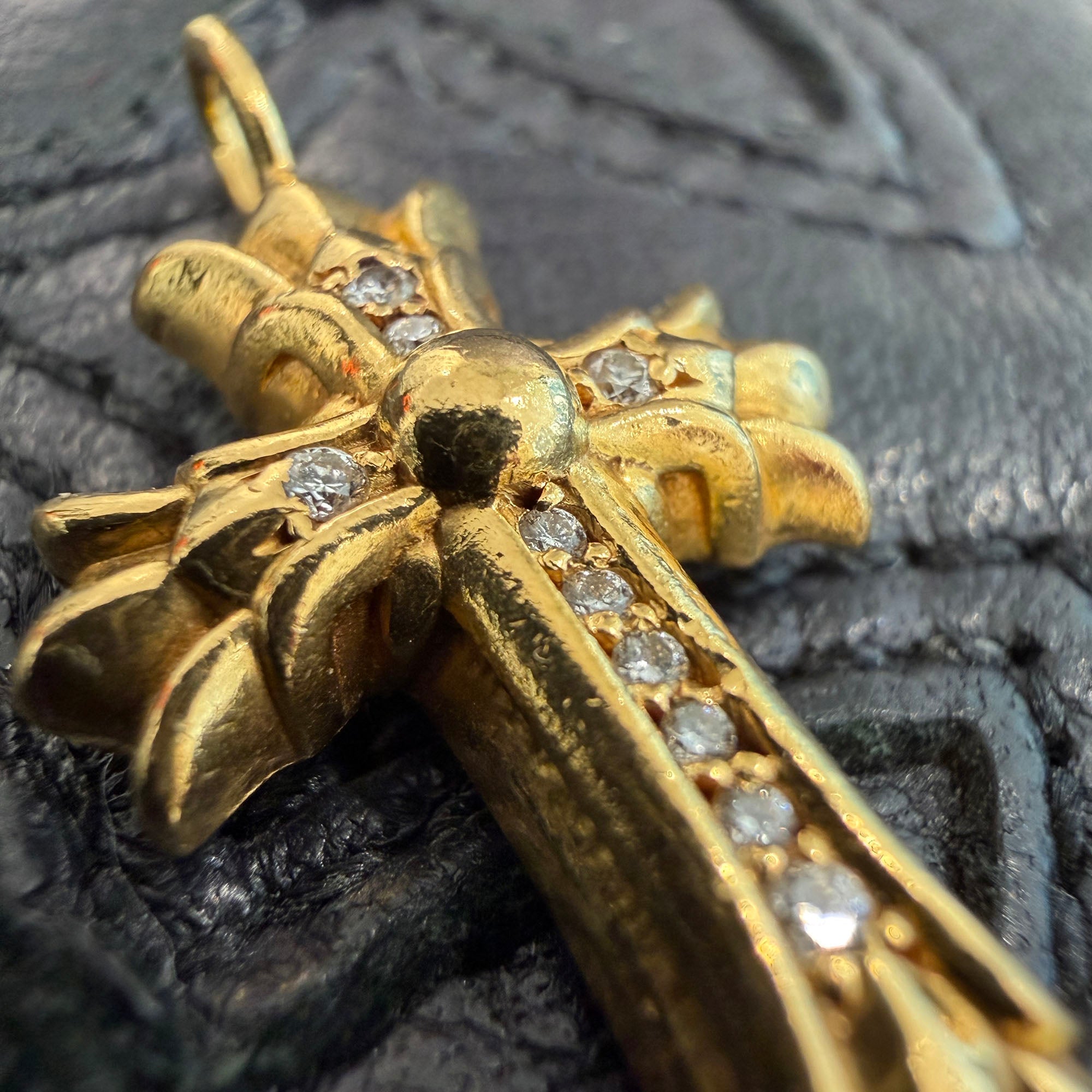 CHROME HEARTS 22K Double CH Cross Charm Pave Diamond Pendant Top クロムハーツ 22K ダブルCHクロス チャーム パヴェダイヤモンド ペンダントトップ