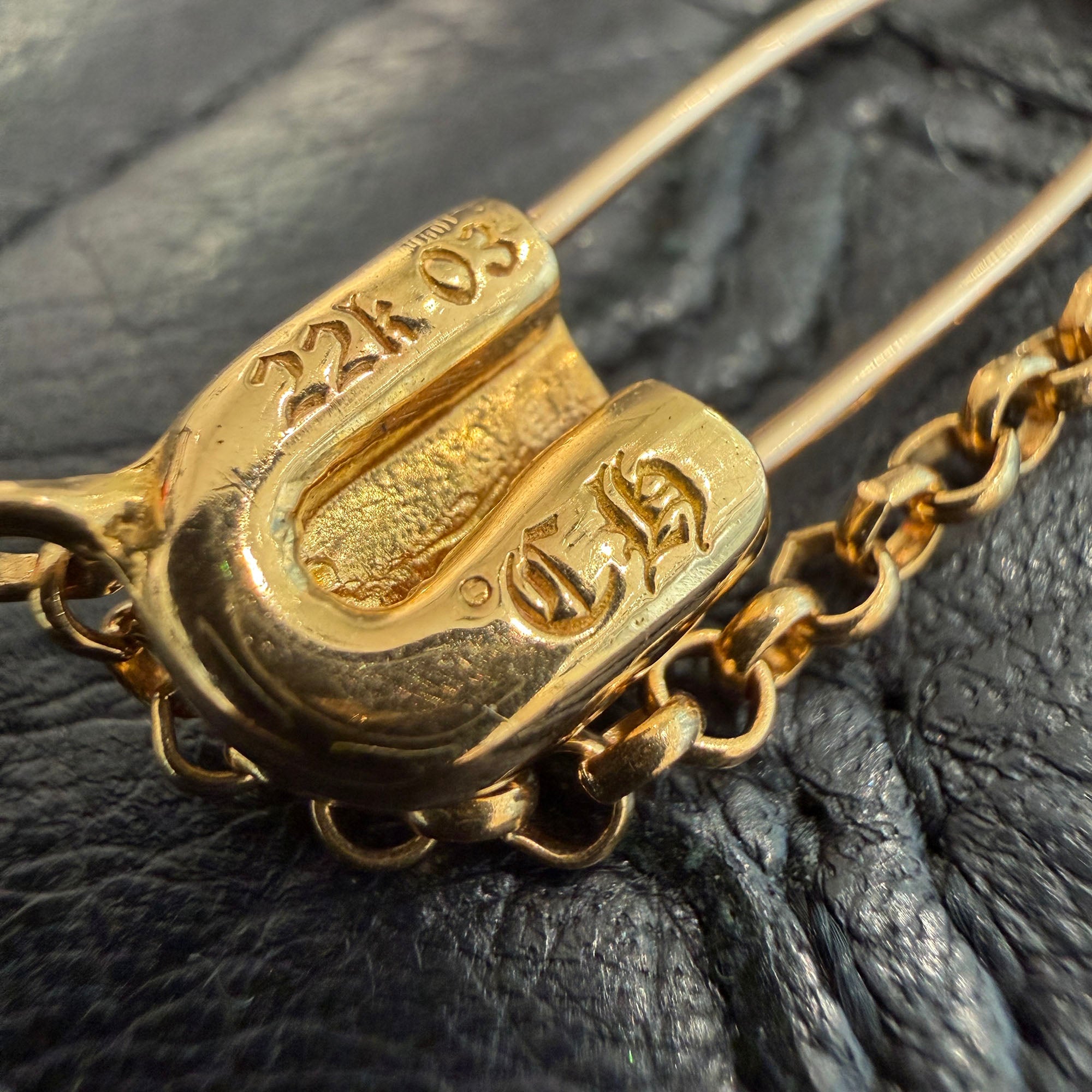 CHROME HEARTS 22K Safety Pin Roll Chain Necklace Size 18 Inch クロムハーツ 22K セーフティピン ロールチェーン ネックレス 18インチ