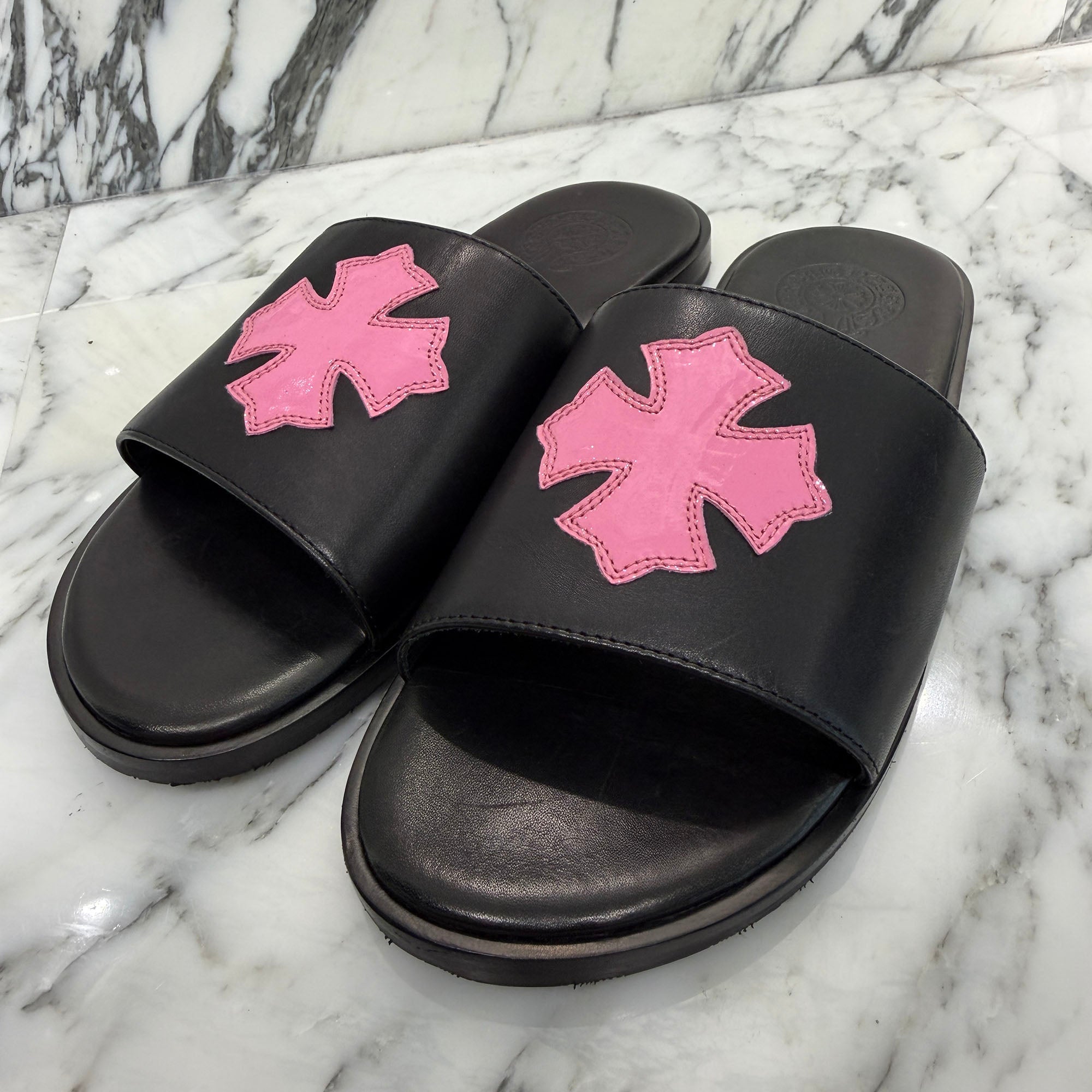CHROME HEARTS Leather Cross Patch Sandals Size 41 クロムハーツ レザークロスパッチ サンダル サイズ41