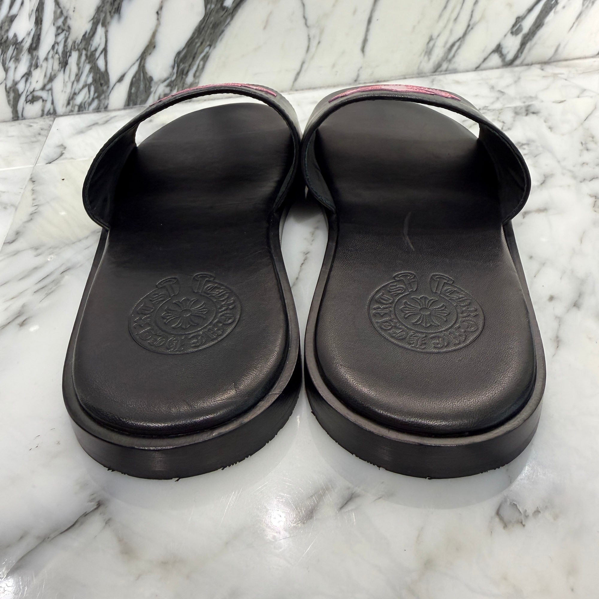 CHROME HEARTS Leather Cross Patch Sandals Size 41 クロムハーツ レザークロスパッチ サンダル サイズ41