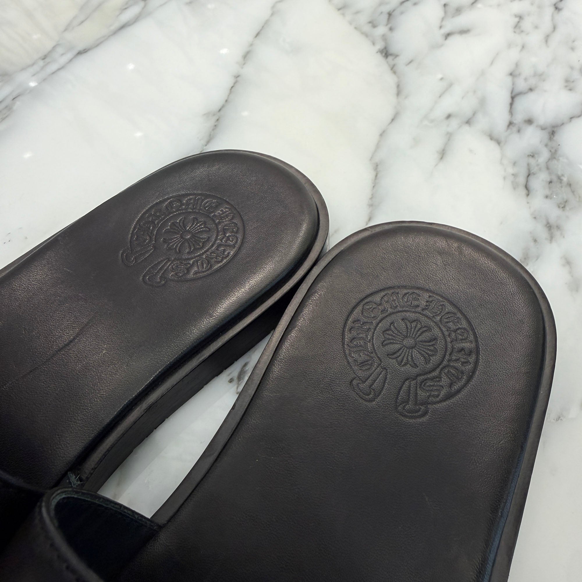 CHROME HEARTS Leather Cross Patch Sandals Size 41 クロムハーツ レザークロスパッチ サンダル サイズ41
