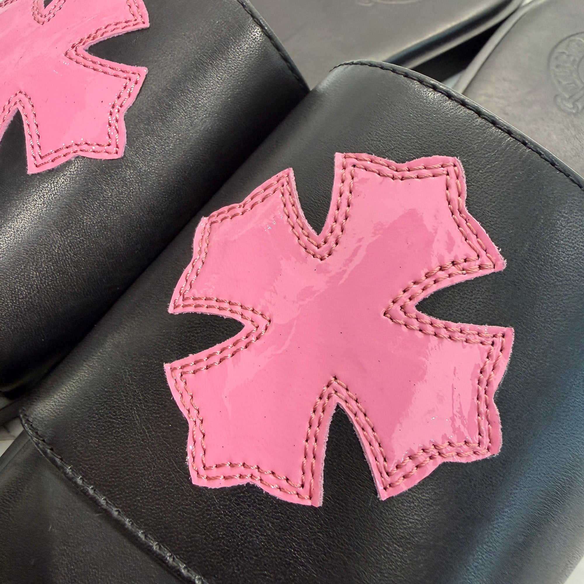 CHROME HEARTS Leather Cross Patch Sandals Size 41 クロムハーツ レザークロスパッチ サンダル サイズ41