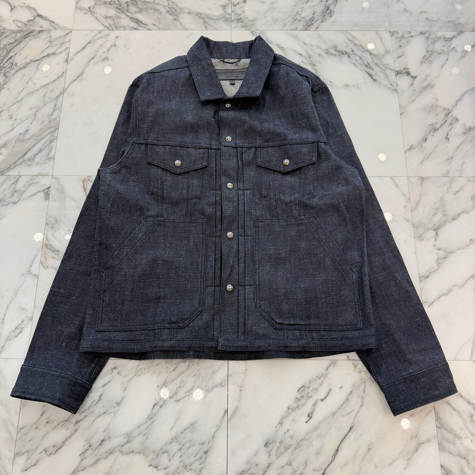 CHROME HEARTS KS Fit Cross Ball Button Denim Jacket Size L クロムハーツ KSフィット クロスボールボタン デニムジャケット サイズL