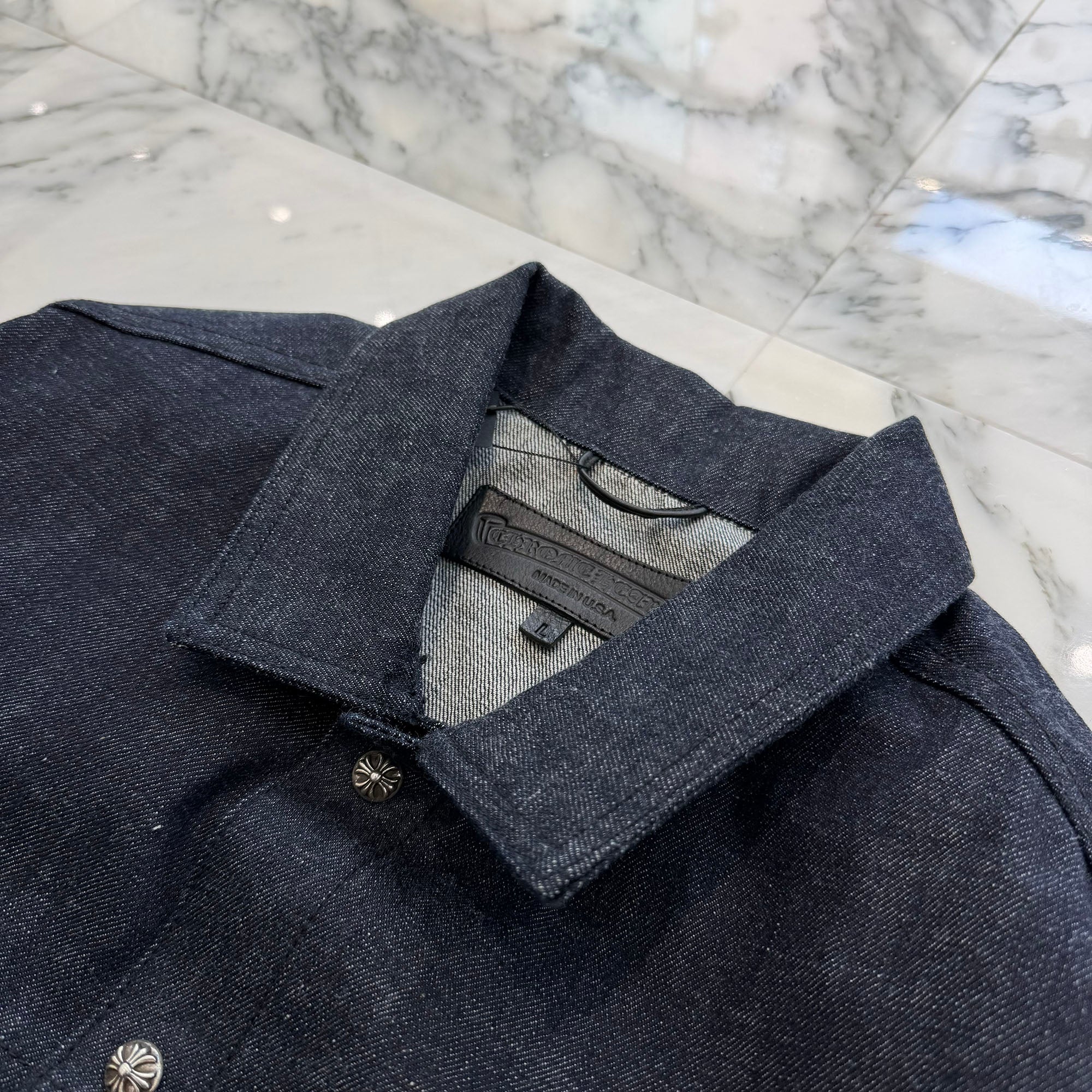 CHROME HEARTS KS Fit Cross Ball Button Denim Jacket Size L クロムハーツ KSフィット クロスボールボタン デニムジャケット サイズL