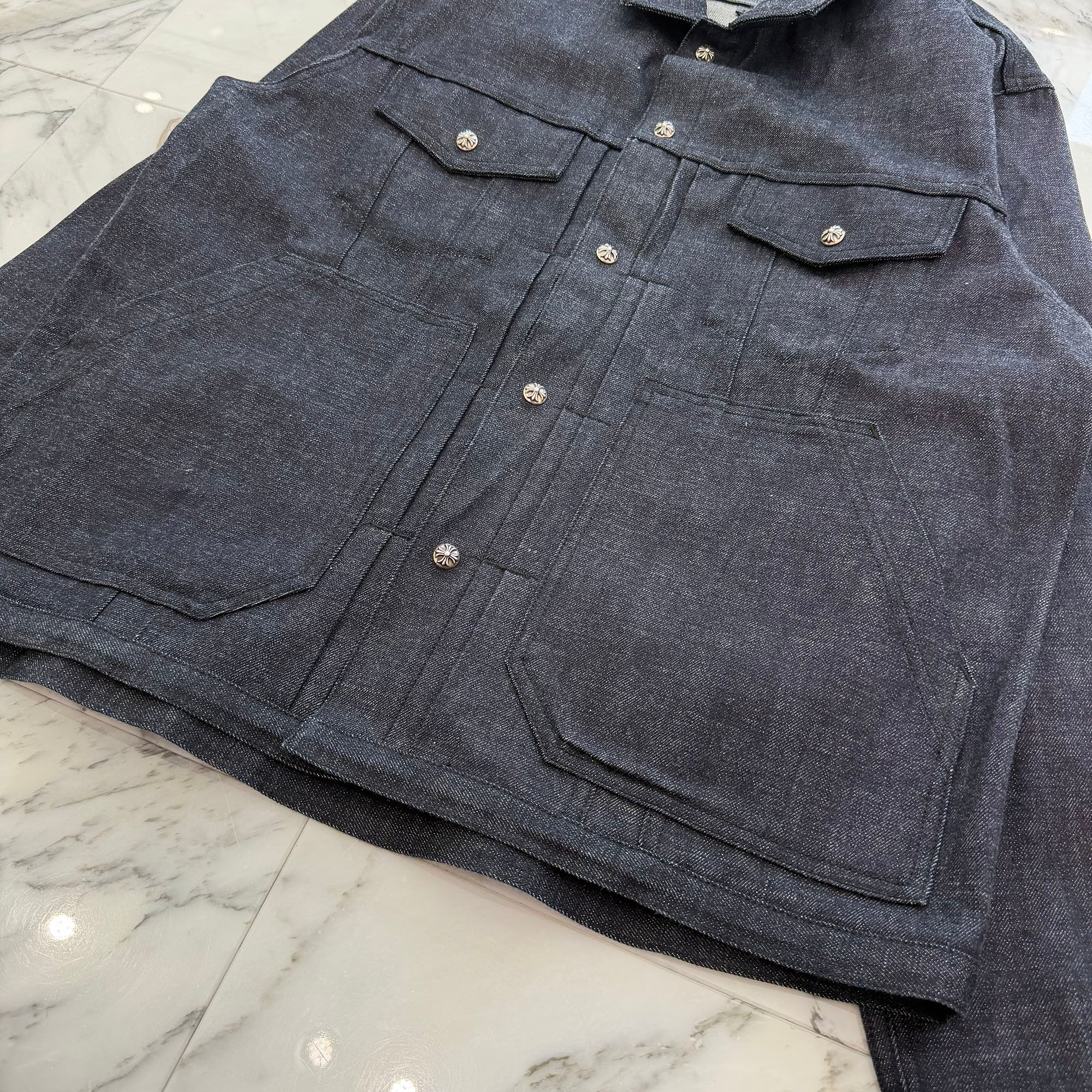 CHROME HEARTS KS Fit Cross Ball Button Denim Jacket Size L クロムハーツ KSフィット クロスボールボタン デニムジャケット サイズL