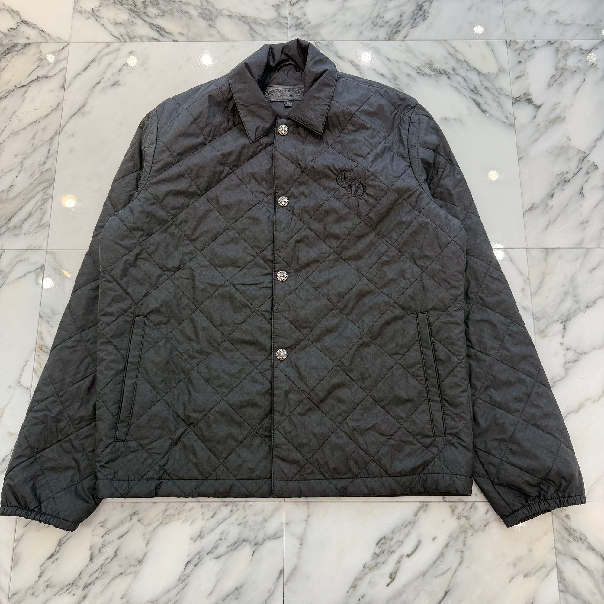 CHROME HEARTS CH Logo Embroidery Quilting Nylon Jacket Size L