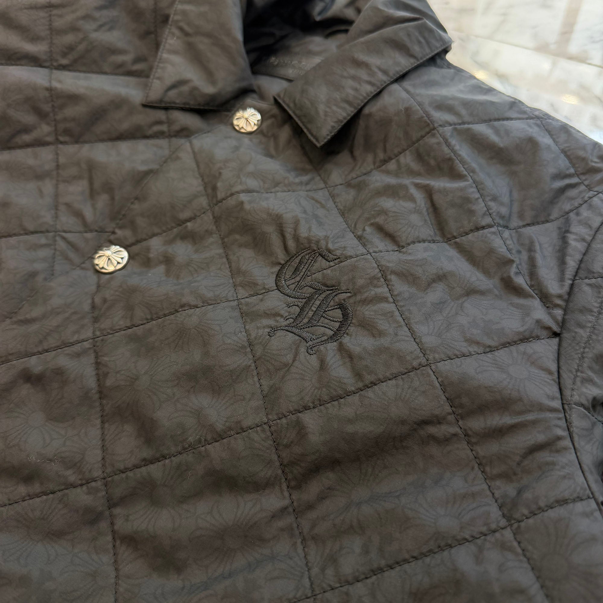 CHROME HEARTS CH Logo Embroidery Quilting Nylon Jacket Size L