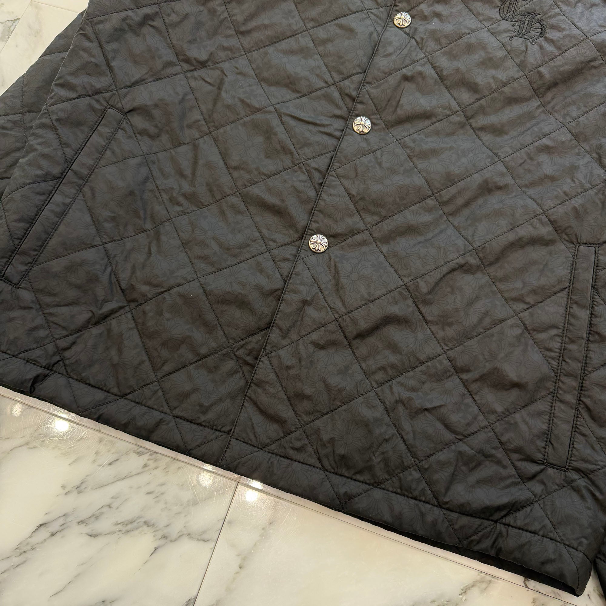 CHROME HEARTS CH Logo Embroidery Quilting Nylon Jacket Size L