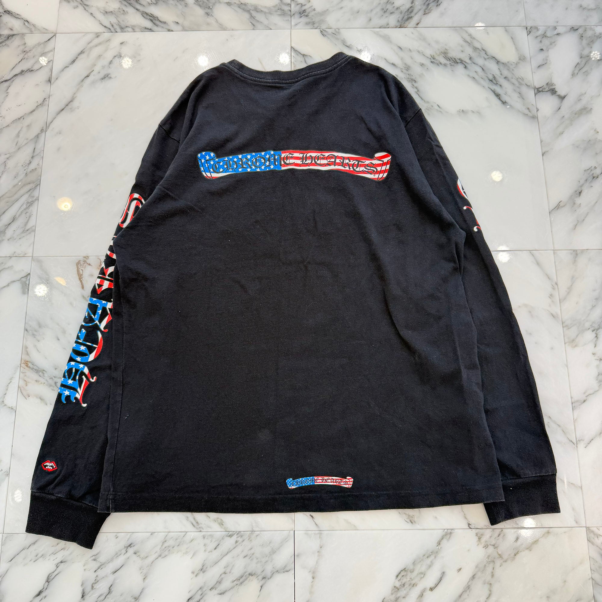 CHROME HEARTS American Flag Back Scroll Logo Label Long Sleeve Tee Size XL クロムハーツ アメリカンフラッグ バックスクロール ロゴラベル ロングスリーブ Tシャツ サイズXL