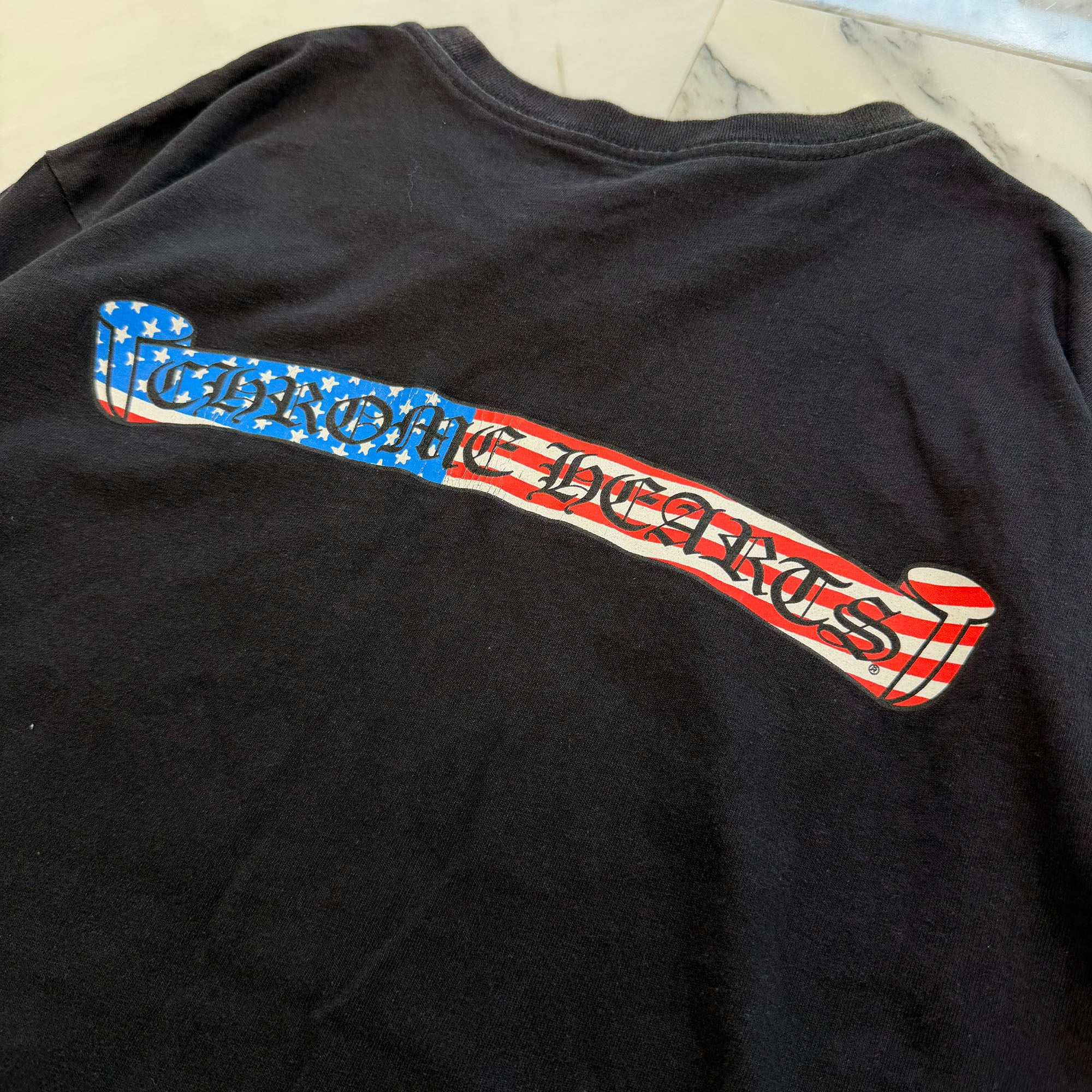 CHROME HEARTS American Flag Back Scroll Logo Label Long Sleeve Tee Size XL クロムハーツ アメリカンフラッグ バックスクロール ロゴラベル ロングスリーブ Tシャツ サイズXL