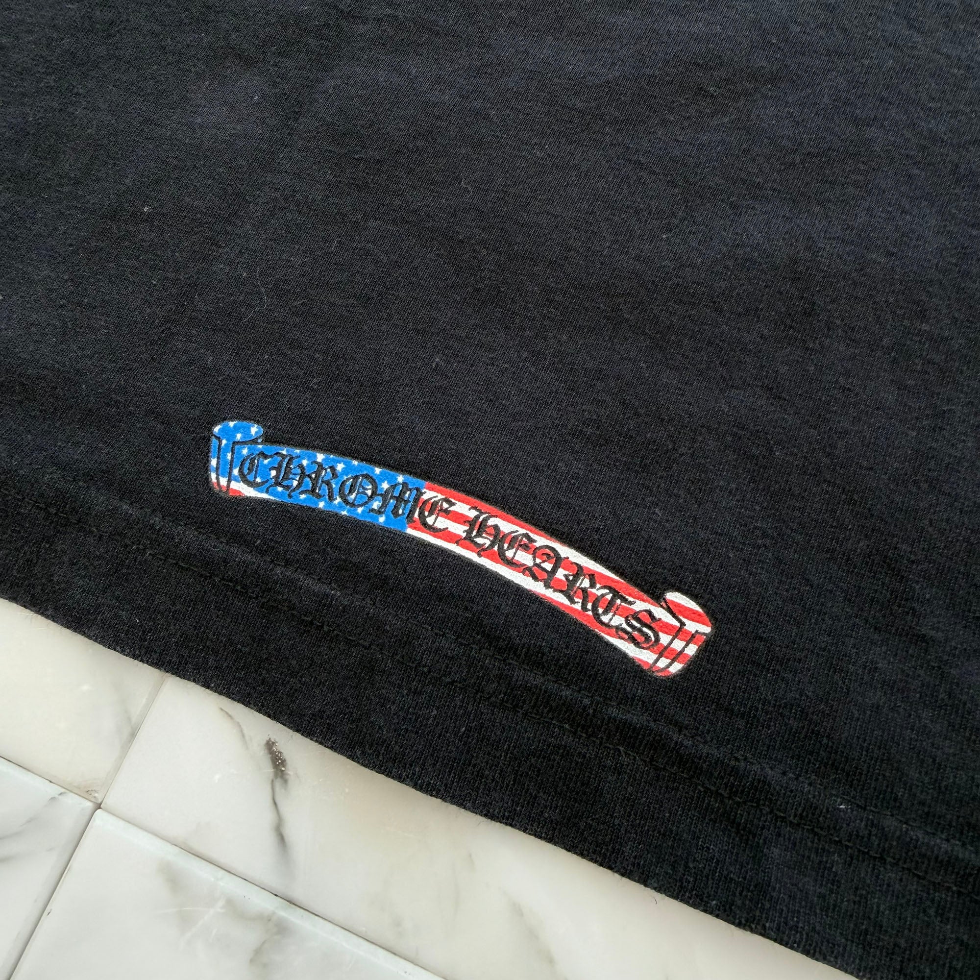 CHROME HEARTS American Flag Back Scroll Logo Label Long Sleeve Tee Size XL クロムハーツ アメリカンフラッグ バックスクロール ロゴラベル ロングスリーブ Tシャツ サイズXL
