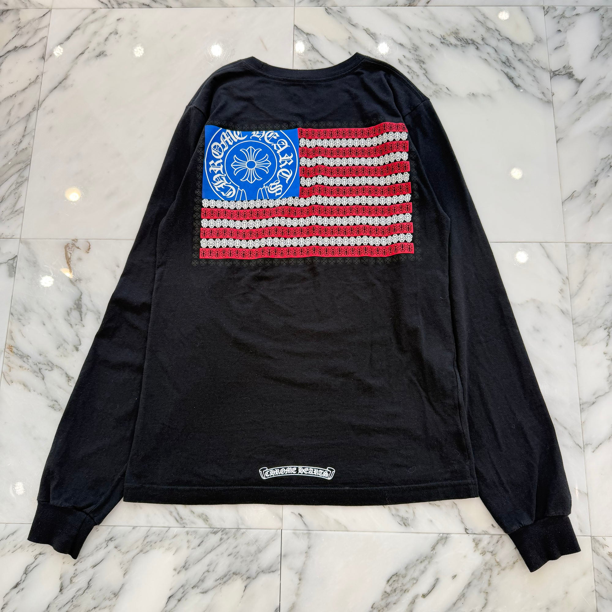 CHROME HEARTS American Flag Vine Dagger Horseshoe Long Sleeve Tee Size S クロムハーツ アメリカンフラッグ ヴァインダガーホースシュー ロングスリーブTシャツ サイズS