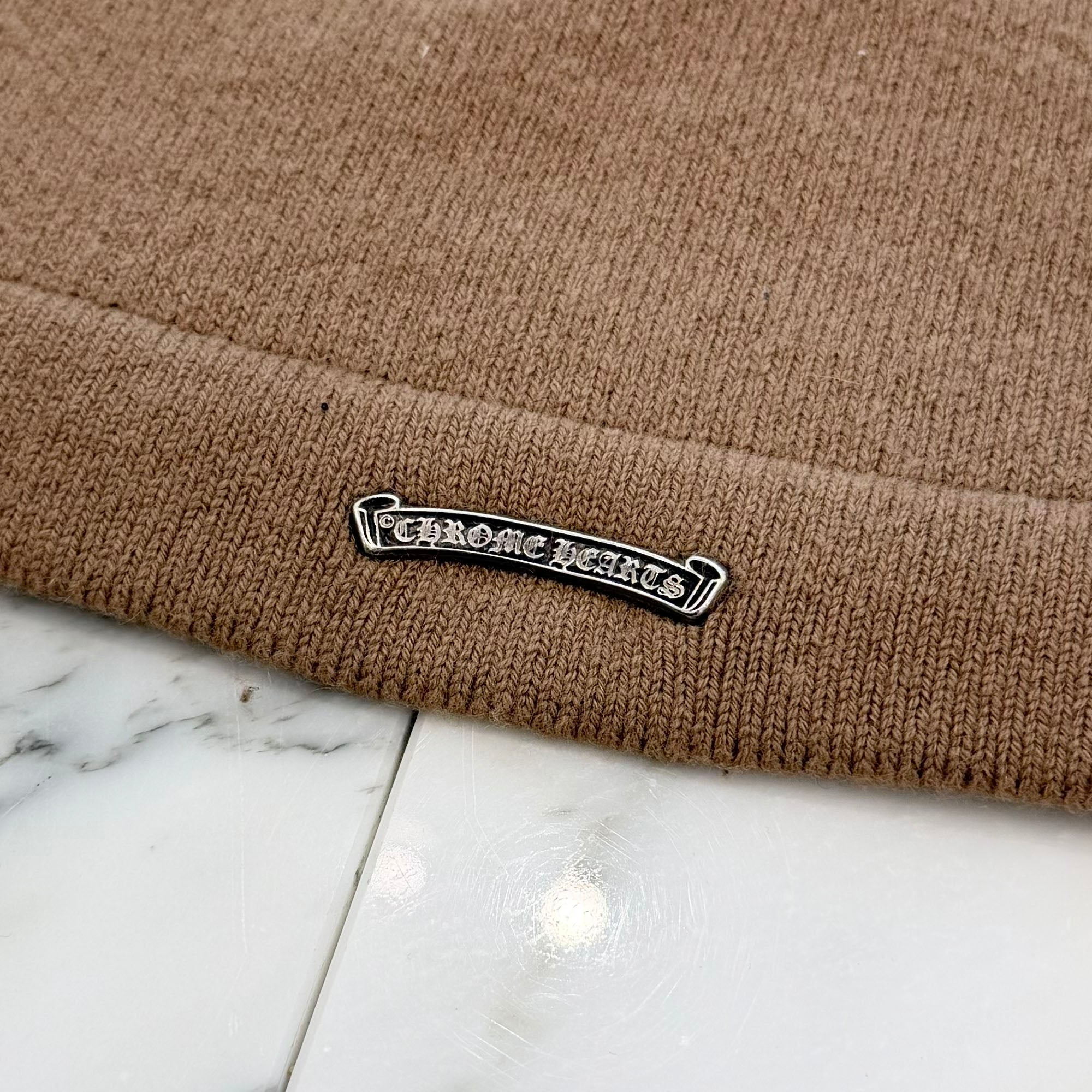 CHROME HEARTS Y NOT King Taco 3 Cemetery Cross Leather Patch Cashmere Knit Crew Neck Sweater Size XL クロムハーツ ワイノット キングタコ 3セメタリークロスレザーパッチ カシミアニット セーター サイズXL