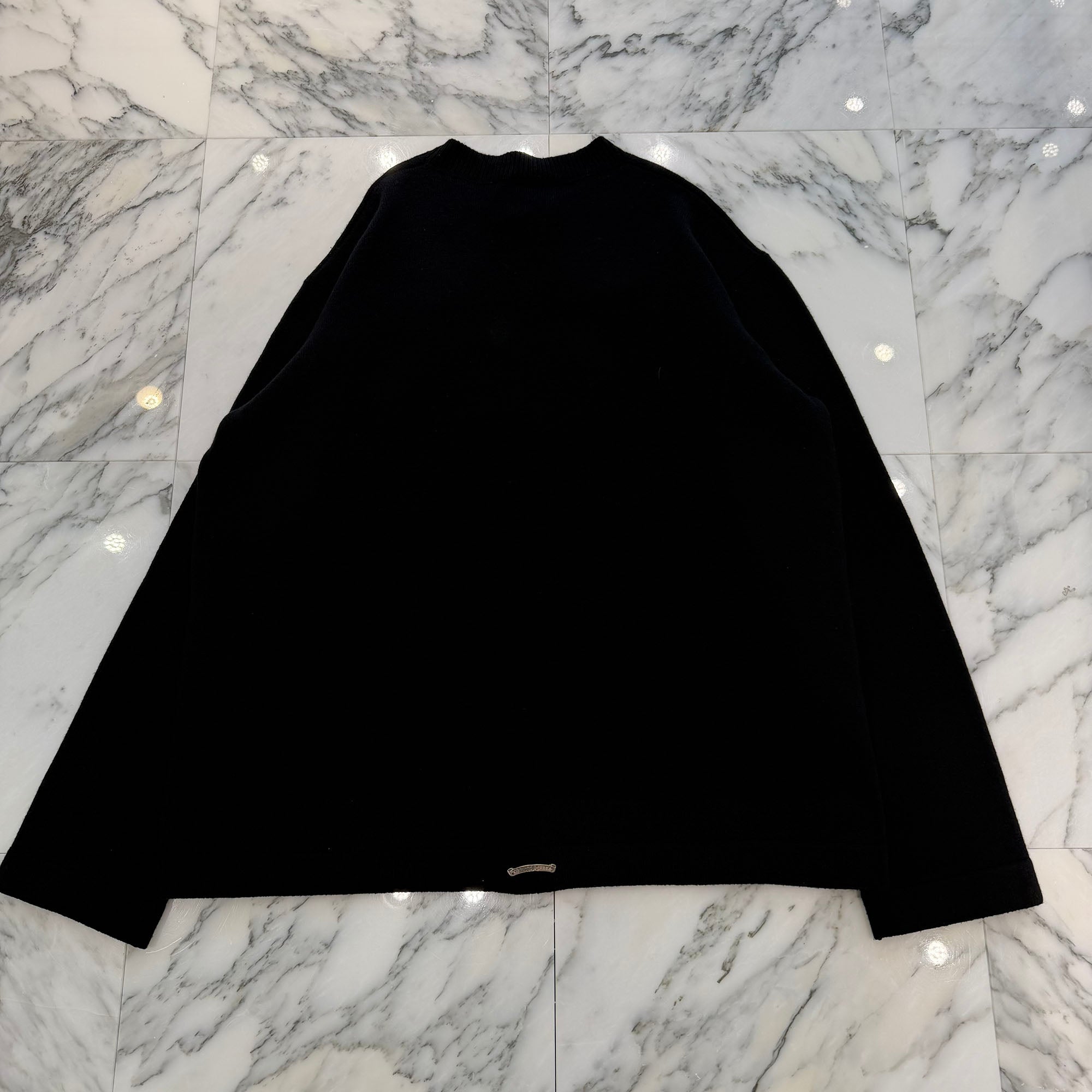 CHROME HEARTS Y NOT King Taco 3 Cemetery Cross Leather Patch Cashmere Knit Sweater Size XXL クロムハーツ ワイノット キングタコ 3セメタリークロス レザーパッチ カシミヤ ニットセーター サイズXXL