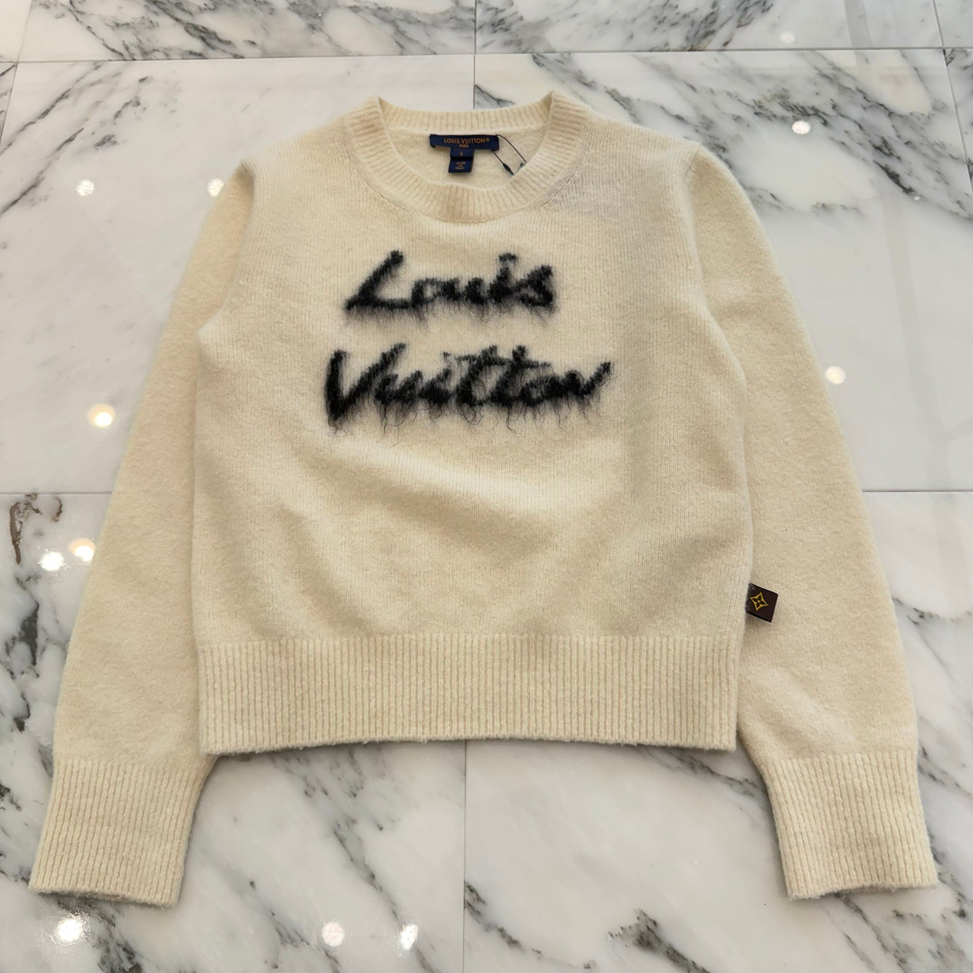 LOUIS VUITTON 2025SS Logo Embroidery Brushed Signature Pullover Knit Sweater FSKL04 Size S ルイヴィトン ロゴ刺繡 ブラッシュドシグネチャープルオーバーニットセーター サイズS