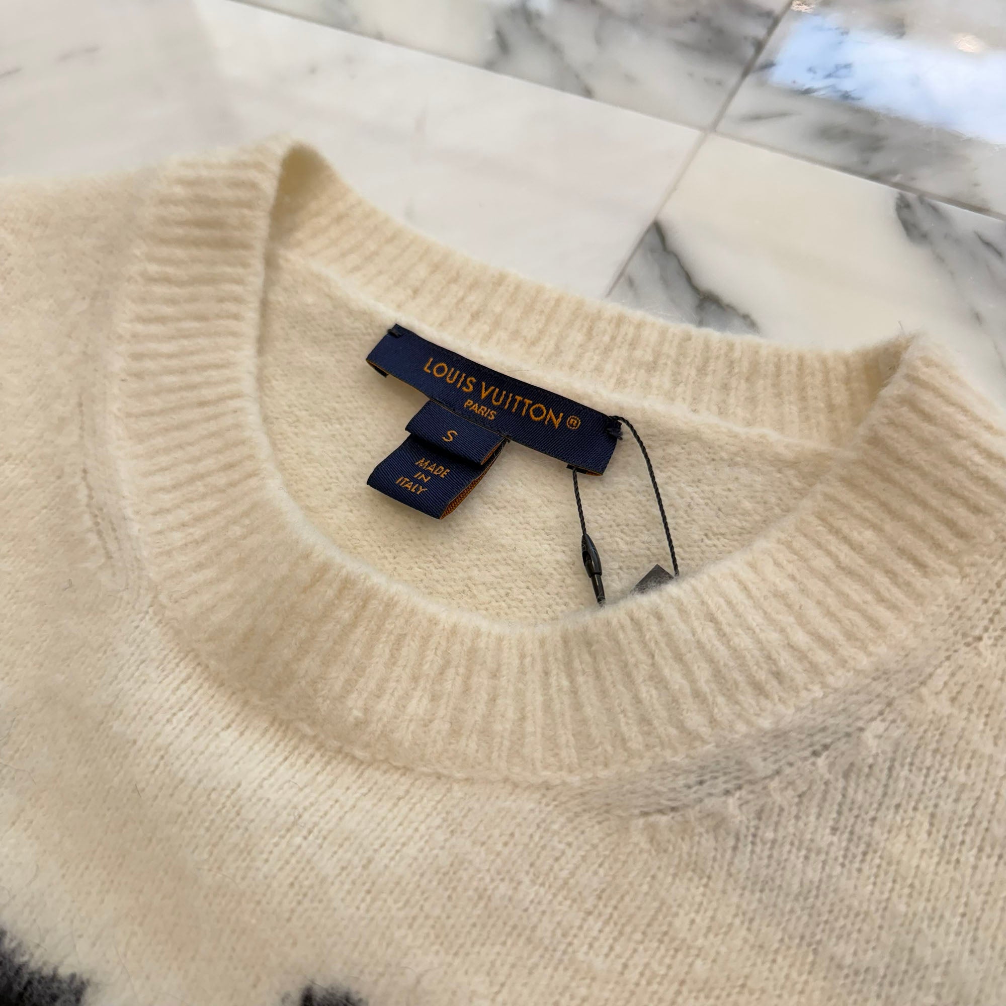 LOUIS VUITTON 2025SS Logo Embroidery Brushed Signature Pullover Knit Sweater FSKL04 Size S ルイヴィトン ロゴ刺繡 ブラッシュドシグネチャープルオーバーニットセーター サイズS