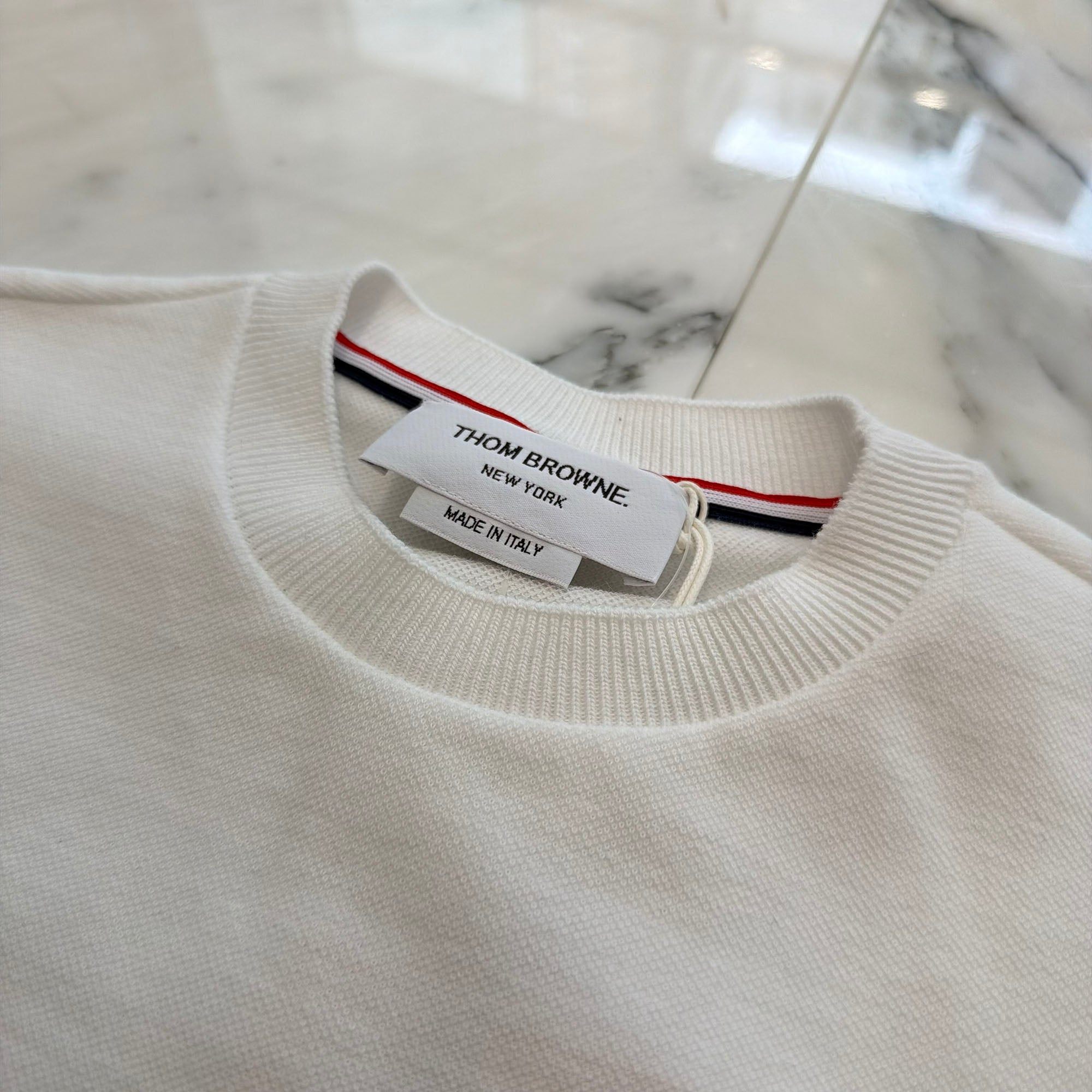 THOM BROWNE 2025SS Tricolor Cotton Short Sleeve Tee FJS193A-J0185-100 Size 40 トムブラウン トリコロール コットン ショートスリーブTシャツ サイズ40