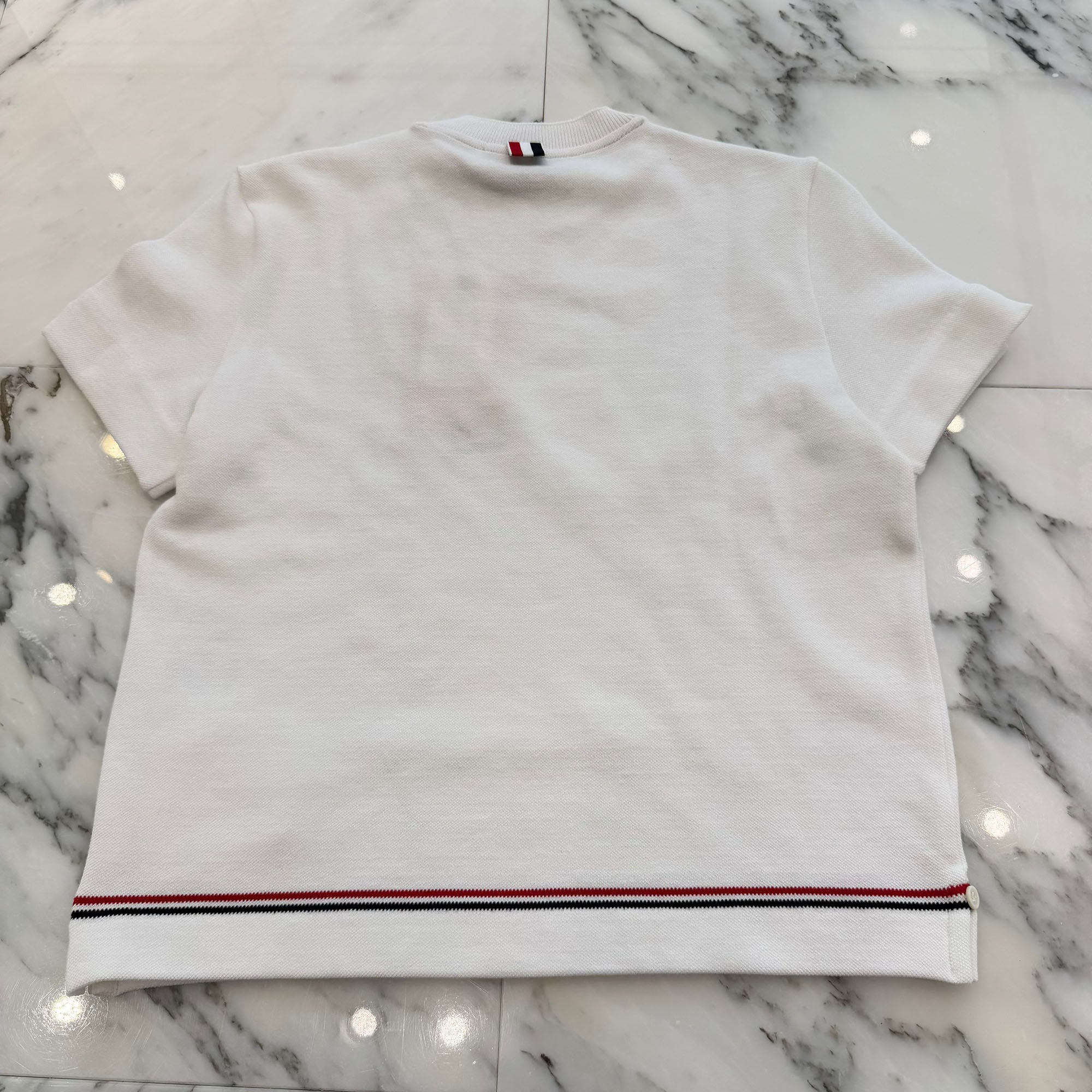 THOM BROWNE 2025SS Tricolor Cotton Short Sleeve Tee FJS193A-J0185-100 Size 40 トムブラウン トリコロール コットン ショートスリーブTシャツ サイズ40