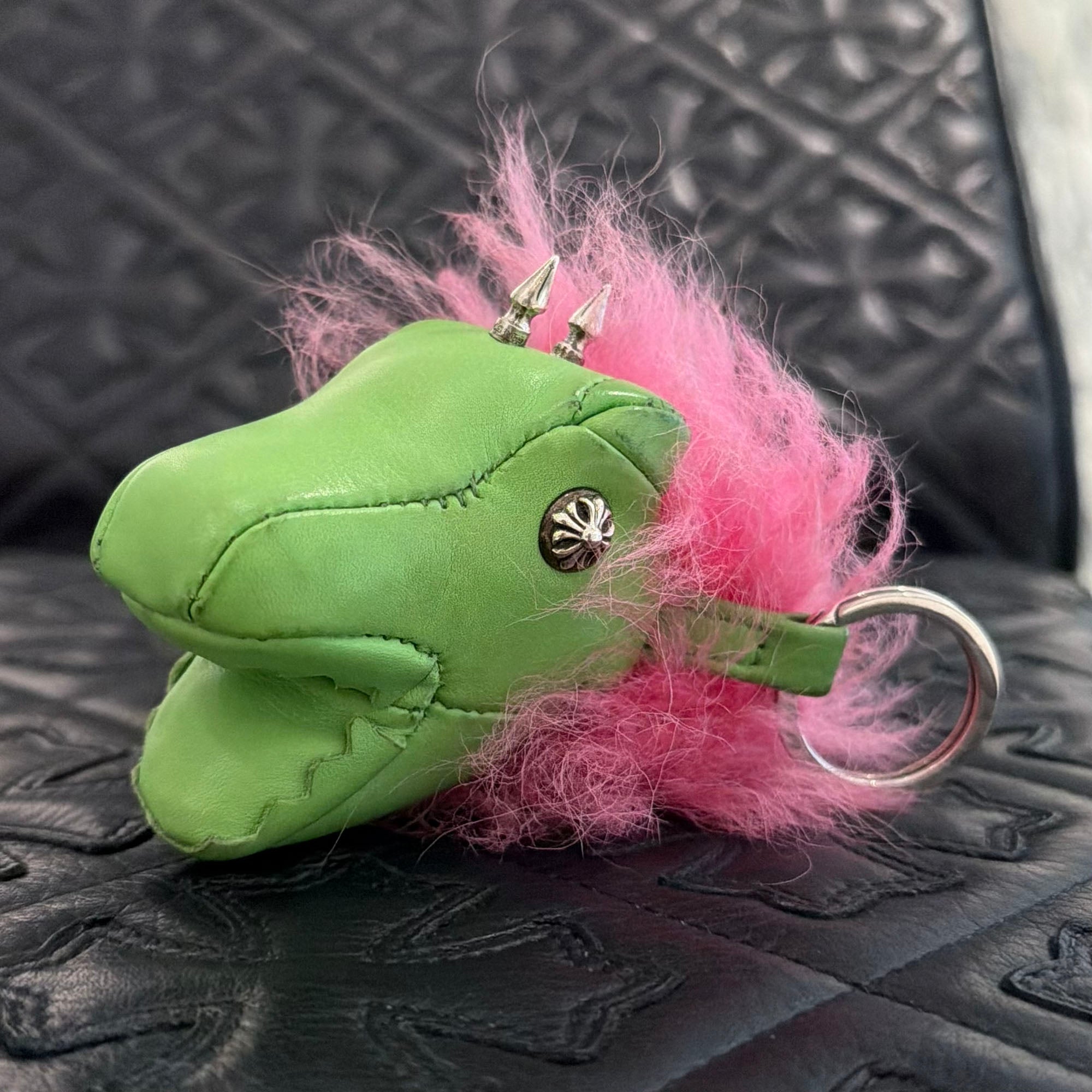 CHROME HEARTS Dinosaur Leather Cross Ball Key Ring クロムハーツ ダイナソー レザー クロスボール キーリング