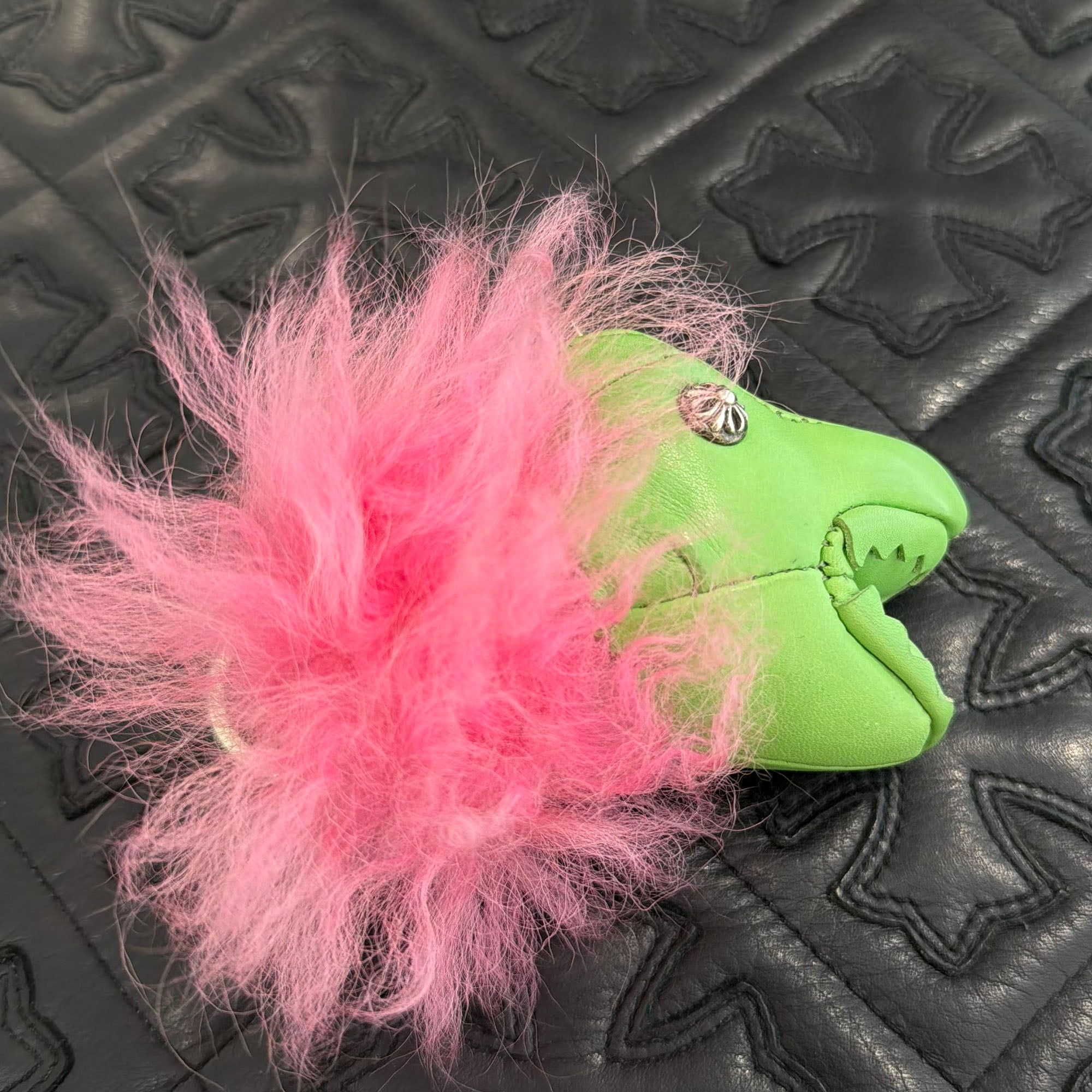 CHROME HEARTS Dinosaur Leather Cross Ball Key Ring クロムハーツ ダイナソー レザー クロスボール キーリング