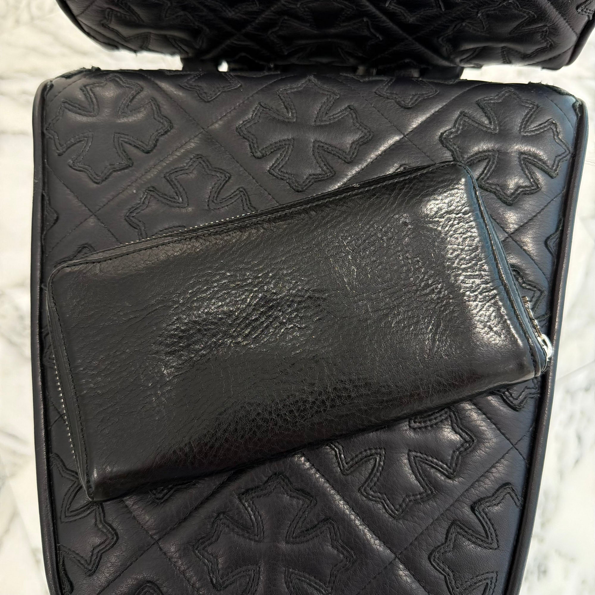 CHROME HEARTS REC F ZIP Plane Leather Wallet クロムハーツ レック F ジップ プレーン レザー ウォレット