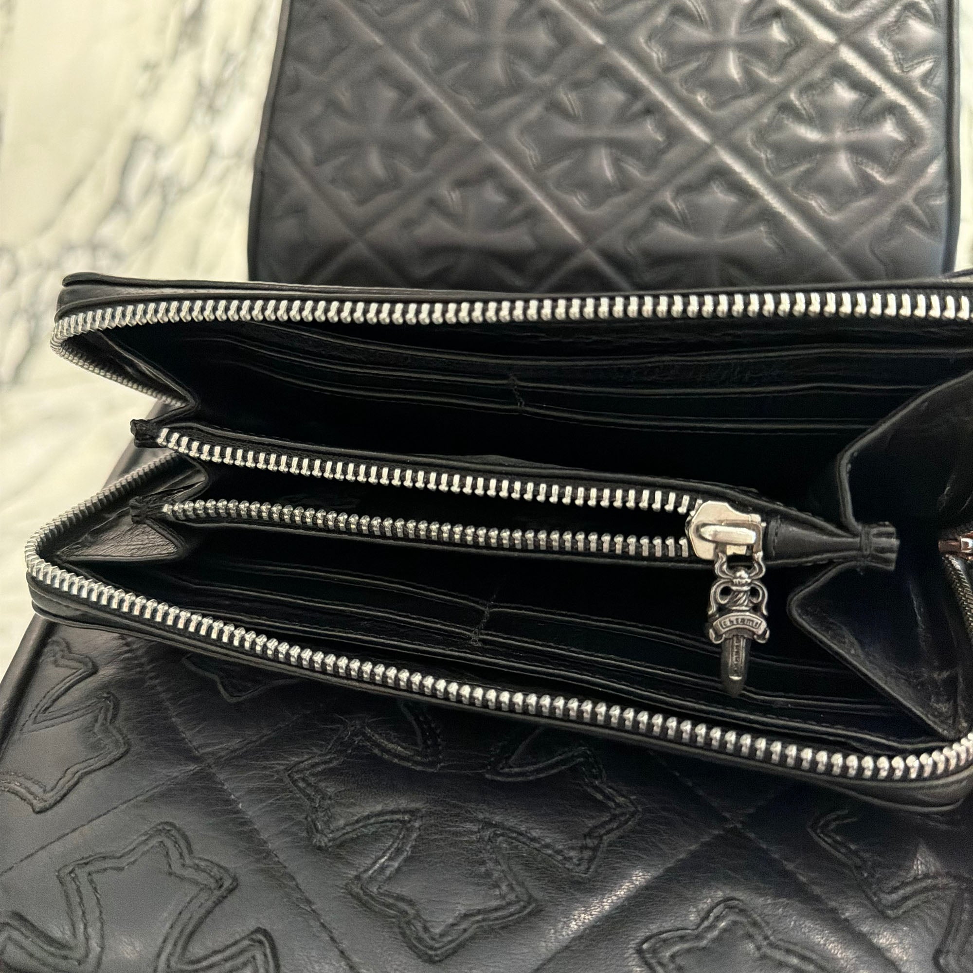 CHROME HEARTS REC F ZIP Plane Leather Wallet クロムハーツ レック F ジップ プレーン レザー ウォレット