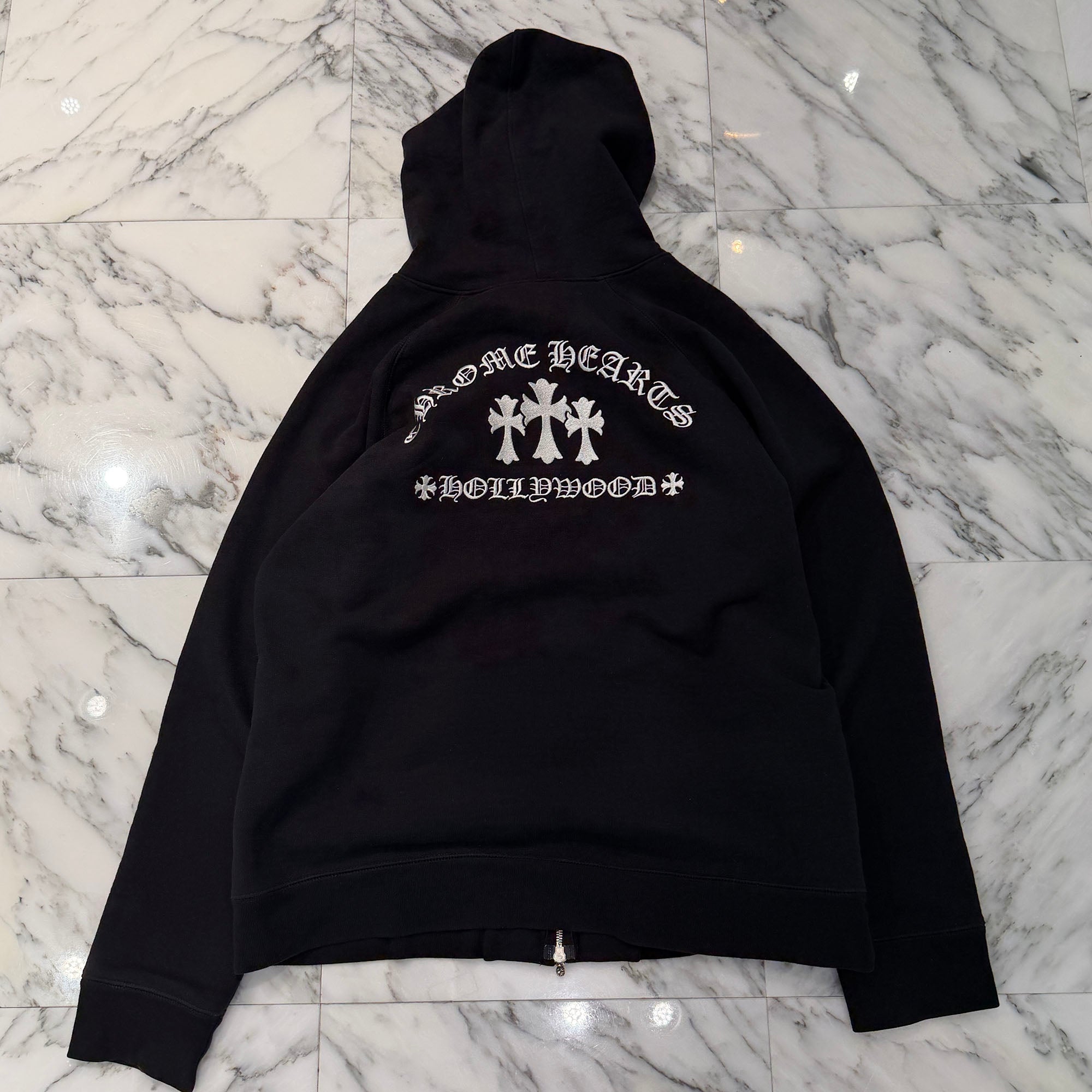 CHROME HEARTS King Taco 3 Cemetery Cross Embroidery Zip Up Hoodie Size XL クロムハーツ キングタコ 3セメタリークロス刺繍 ジップアップフーディー サイズXL