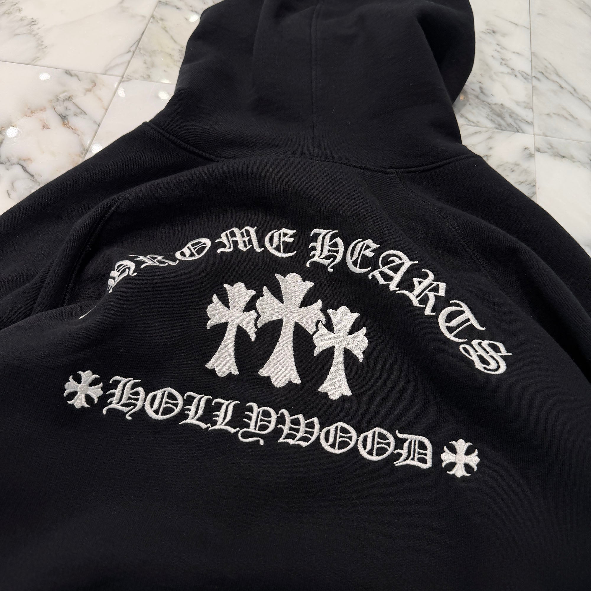 CHROME HEARTS King Taco 3 Cemetery Cross Embroidery Zip Up Hoodie Size XL クロムハーツ キングタコ 3セメタリークロス刺繍 ジップアップフーディー サイズXL