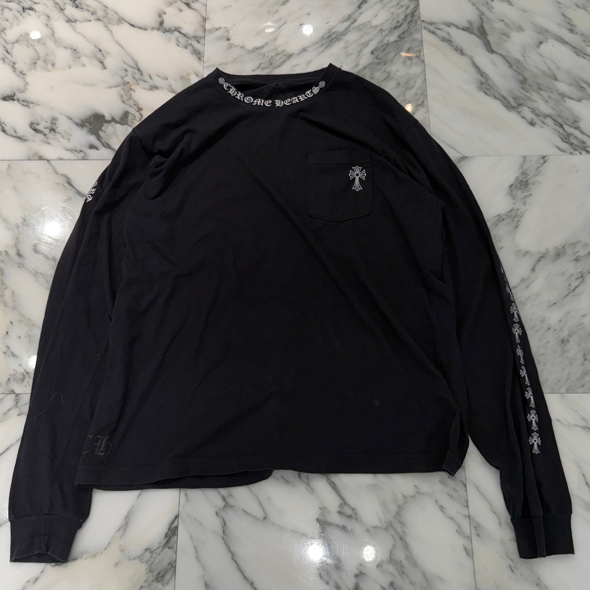 CHROME HEARTS Script Cross Neck Logo Long Sleeve Tee Size XL クロムハーツ スクリプトクロス ネックロゴ ロングスリーブ Tシャツ サイズXL