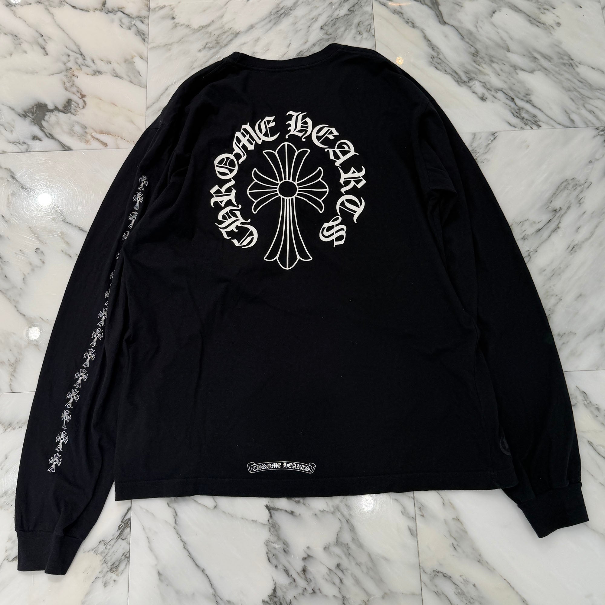 CHROME HEARTS Script Cross Neck Logo Long Sleeve Tee Size XL クロムハーツ スクリプトクロス ネックロゴ ロングスリーブ Tシャツ サイズXL
