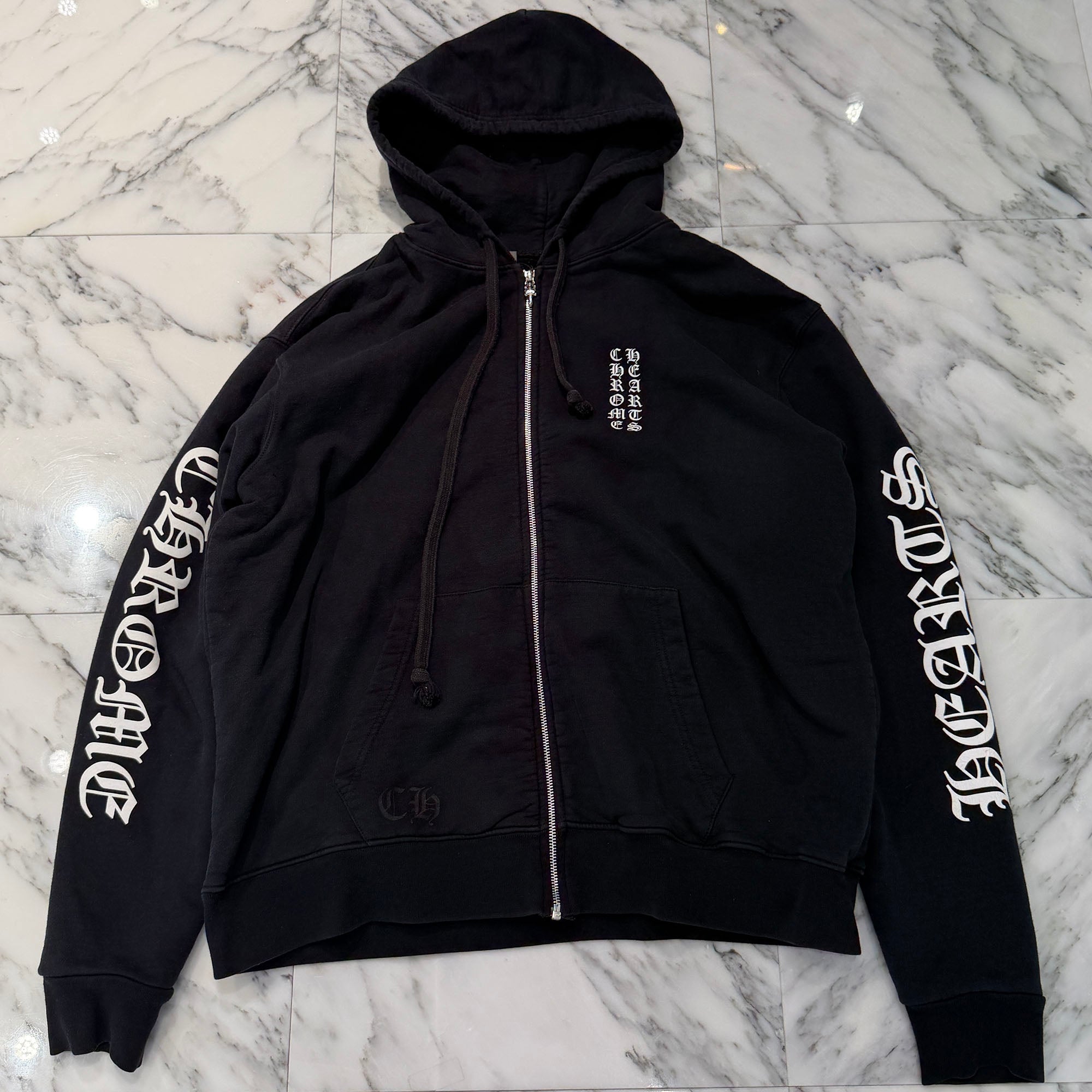 CHROME HEARTS Vertical Logo Thermal Zip Up Hoodie Size L クロムハーツ ヴァーティカル ロゴ サーマル ジップアップフーディー サイズL