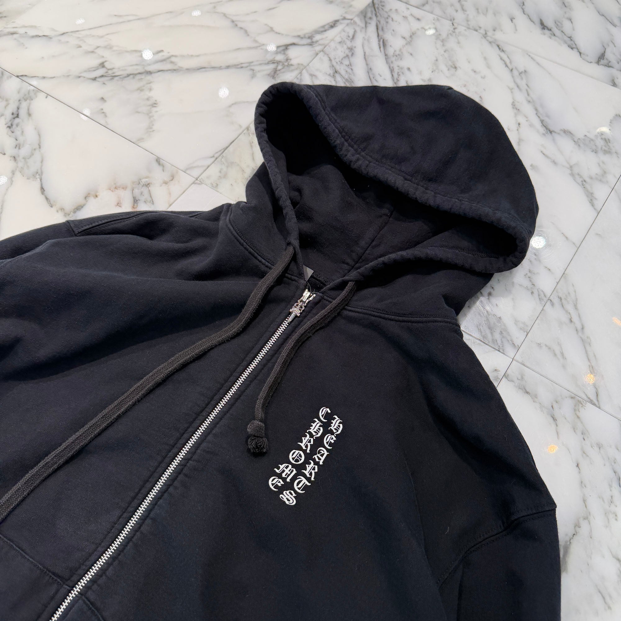 CHROME HEARTS Vertical Logo Thermal Zip Up Hoodie Size L クロムハーツ ヴァーティカル ロゴ サーマル ジップアップフーディー サイズL