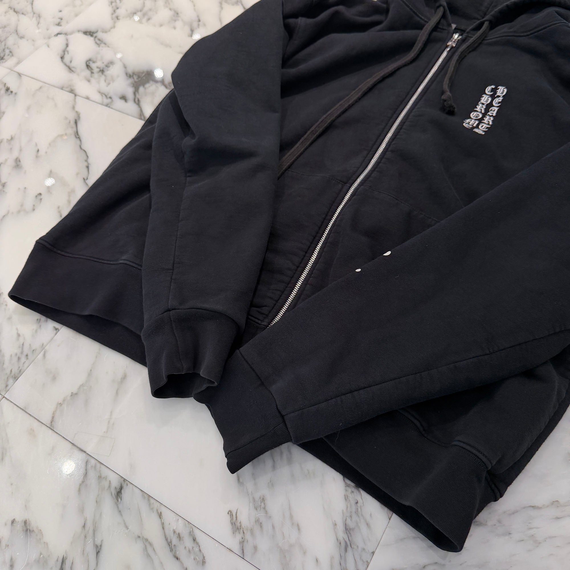 CHROME HEARTS Vertical Logo Thermal Zip Up Hoodie Size L クロムハーツ ヴァーティカル ロゴ サーマル ジップアップフーディー サイズL