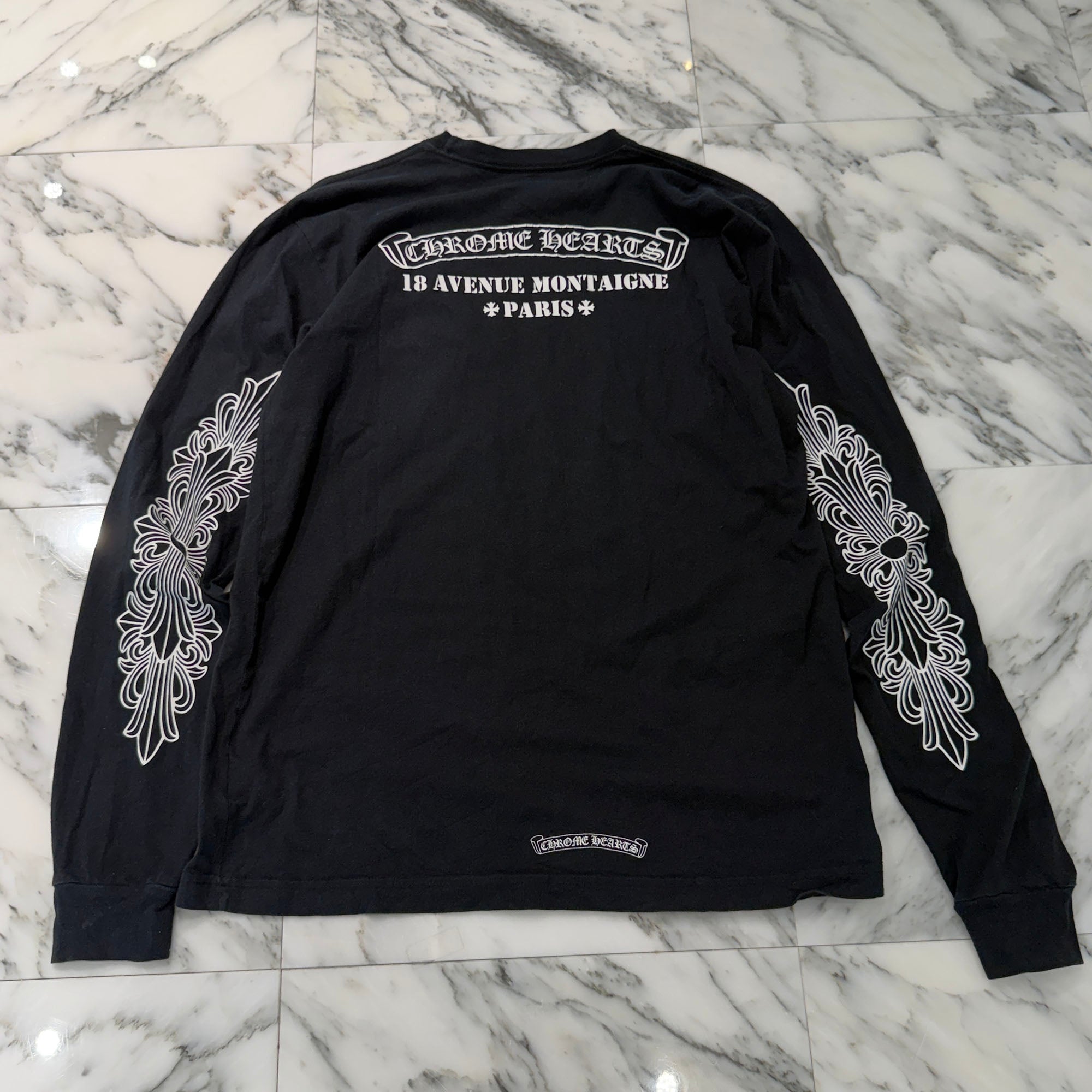 CHROME HEARTS Paris Limited Floral Cross 18 Avenue Long Sleeve Tee Size XL クロムハーツ パリ限定 フローラルクロス 18アヴェニュー ロングスリーブ Tシャツ サイズXL