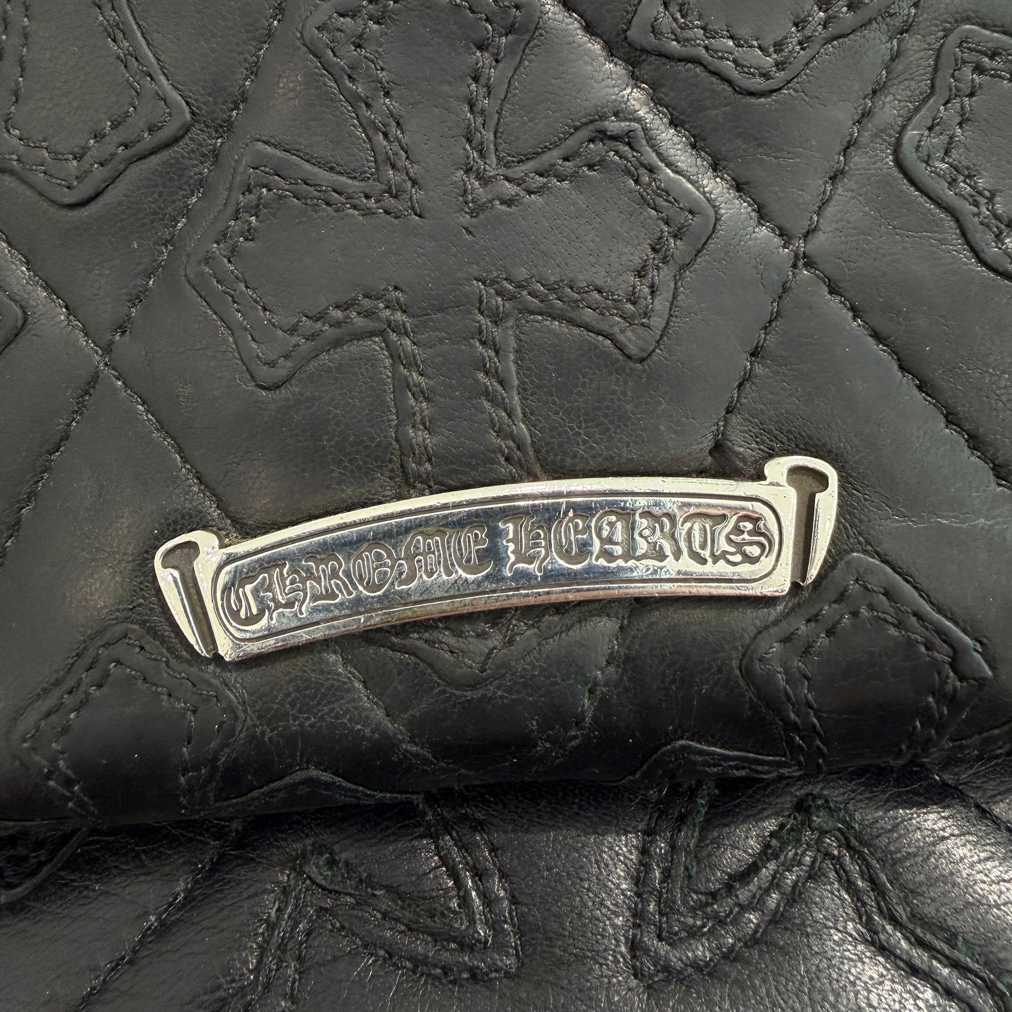 CHROME HEARTS Cemetery Cross Leather Patch Quilting Leather Wallet クロムハーツ セメタリークロス レザーパッチ キルティングレザー ウォレット