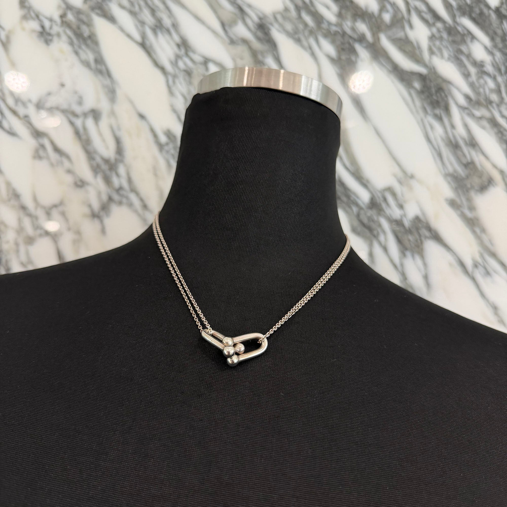 Tiffany Co. Hard Wear Large Double Link Pendant Necklace 63104337 Size 16 Inch ティファニー ハード ウェア ラージダブル リンク ペンダント ネックレス サイズ16インチ