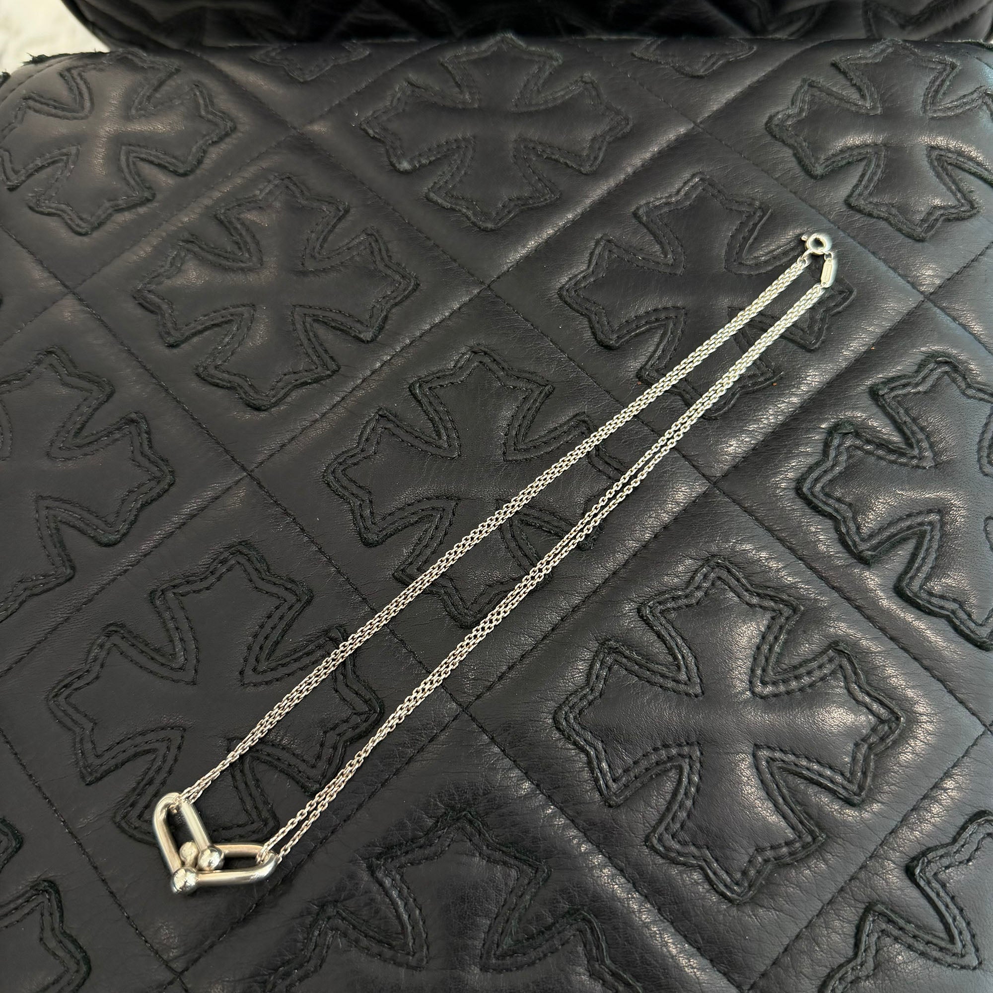 Tiffany Co. Hard Wear Large Double Link Pendant Necklace 63104337 Size 16 Inch ティファニー ハード ウェア ラージダブル リンク ペンダント ネックレス サイズ16インチ