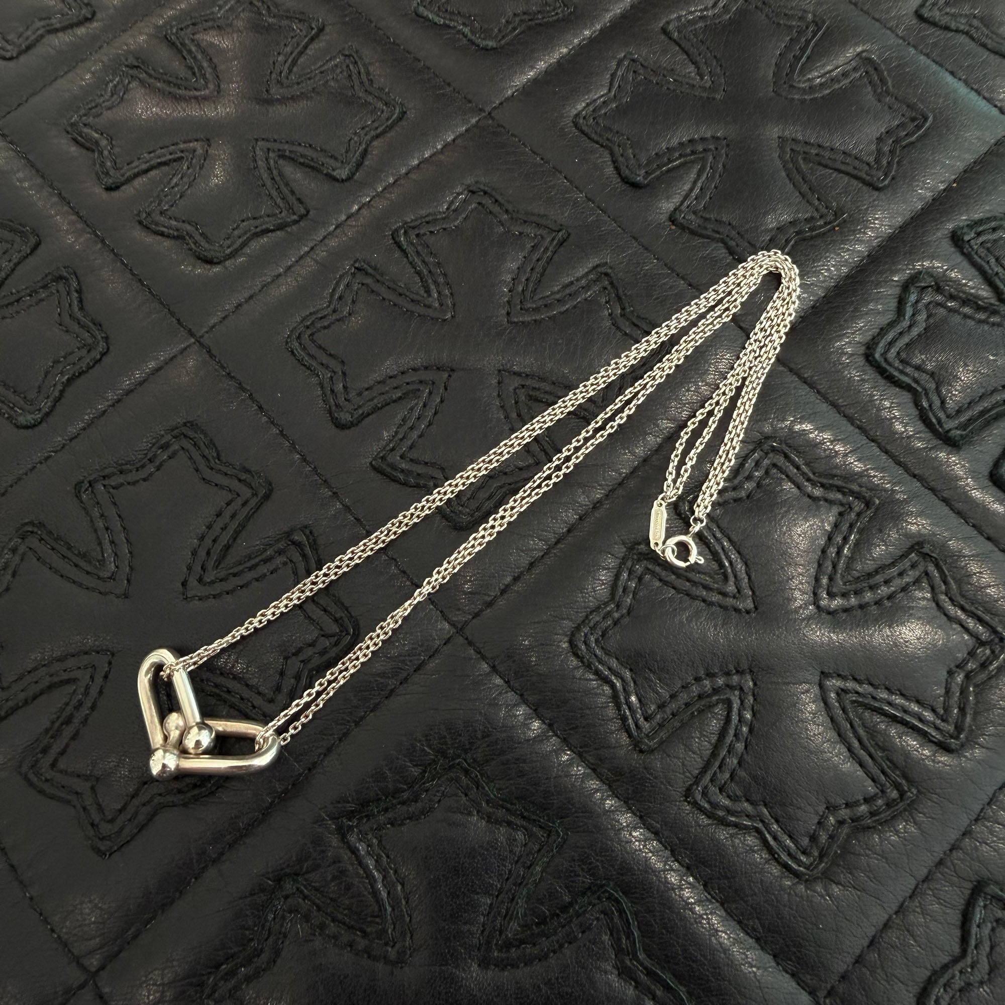 Tiffany Co. Hard Wear Large Double Link Pendant Necklace 63104337