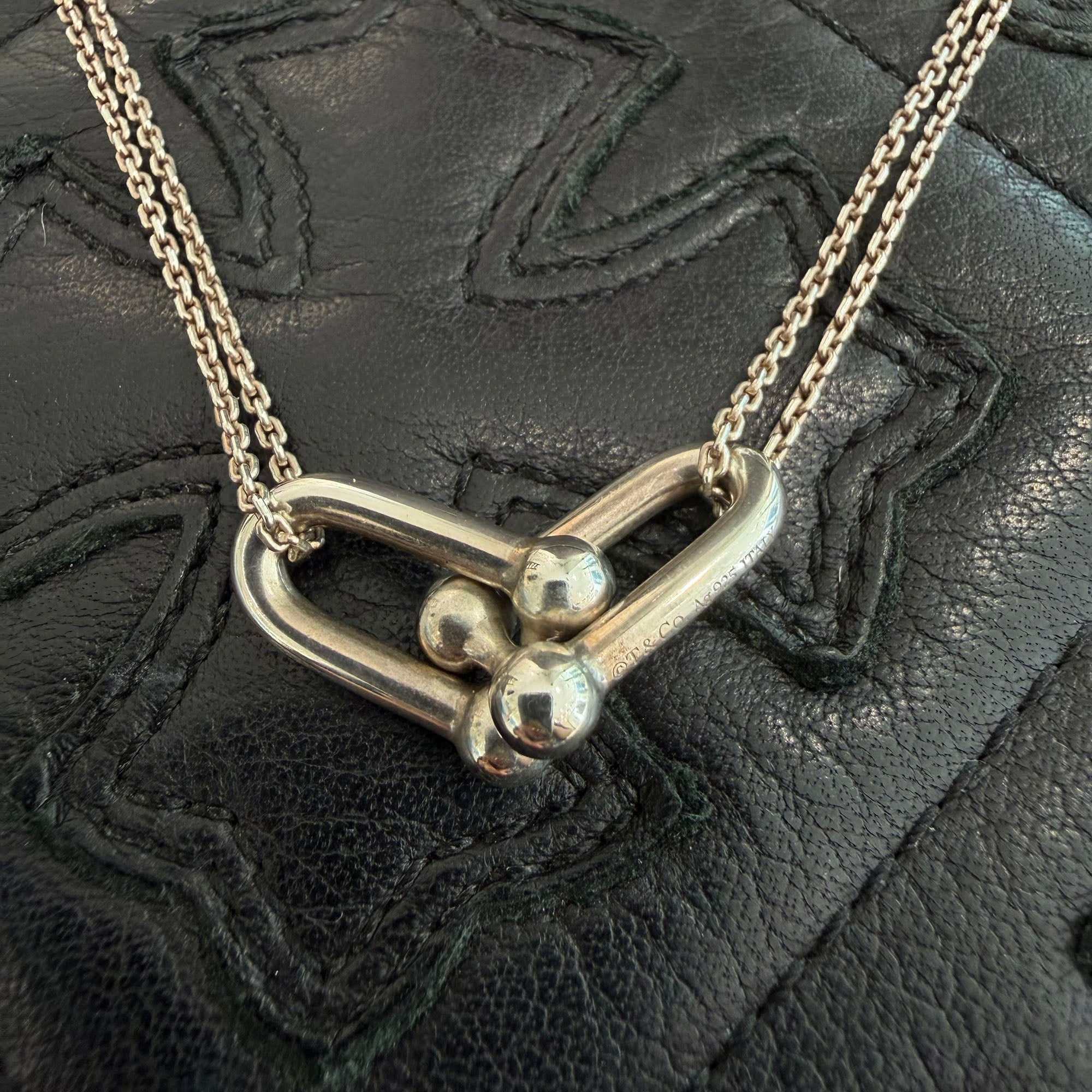 Tiffany Co. Hard Wear Large Double Link Pendant Necklace 63104337 Size 16 Inch ティファニー ハード ウェア ラージダブル リンク ペンダント ネックレス サイズ16インチ