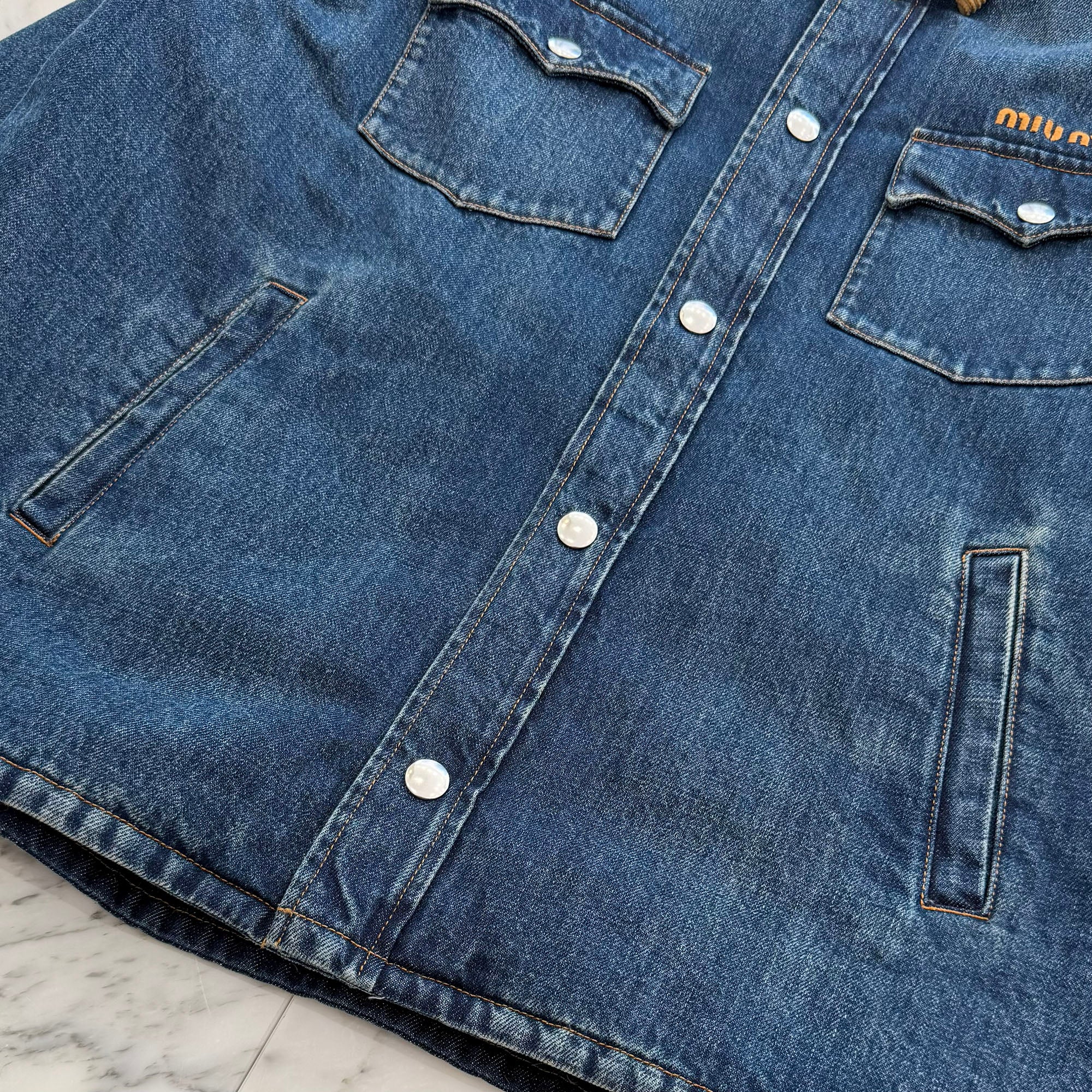 MIU MIU 2024AW Corduroy Trimmed Denim Down Jacket GWB234 S000 1575
