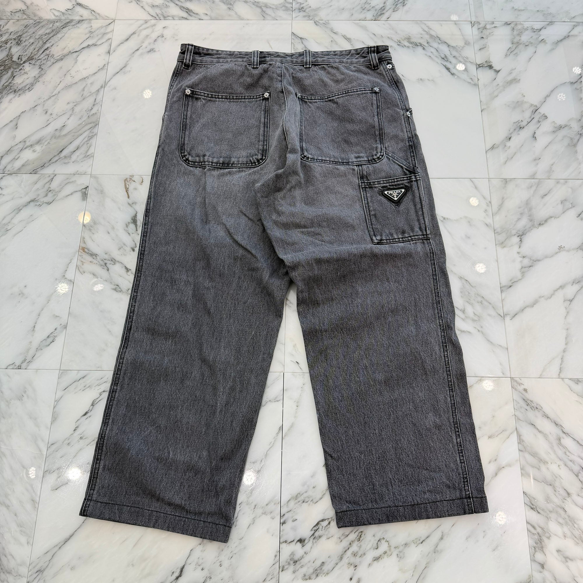 PRADA 2023AW Triangle Logo Plate Denim Cargo Pants GEP362 S232 13B4 Size 50 プラダ トライアングルロゴプレート デニムカーゴパンツ サイズ50
