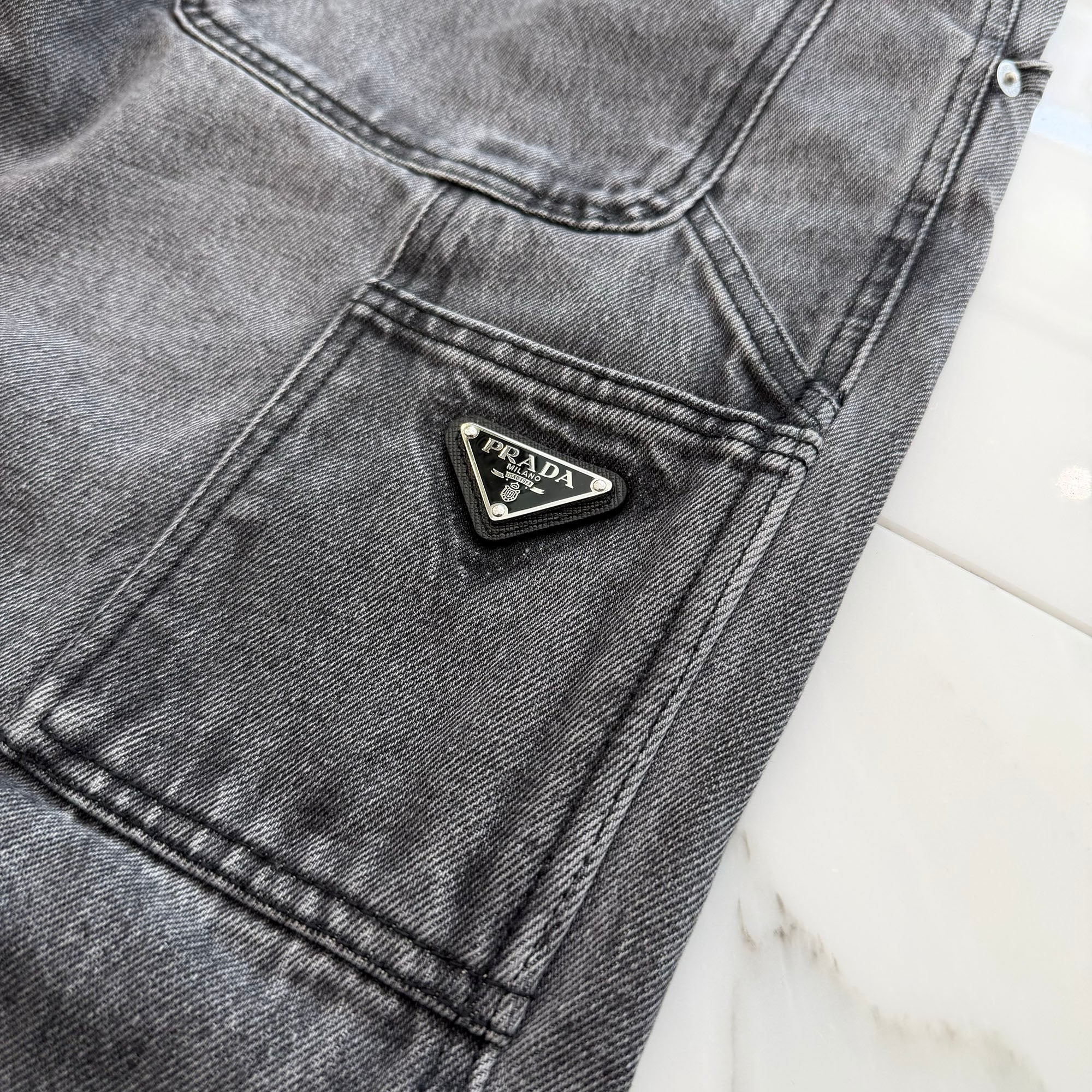PRADA 2023AW Triangle Logo Plate Denim Cargo Pants GEP362 S232 13B4 Size 50 プラダ トライアングルロゴプレート デニムカーゴパンツ サイズ50