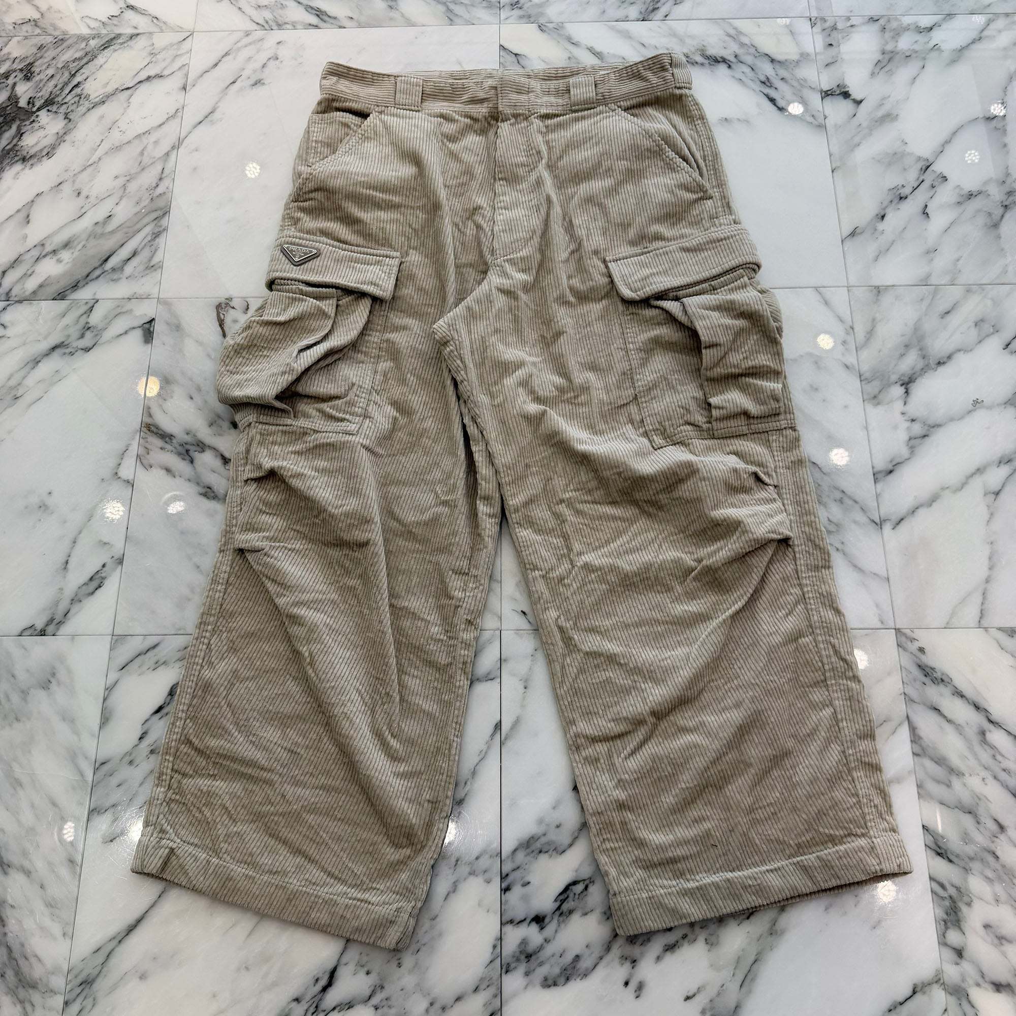 PRADA 2023AW Triangle Logo Plate Corduroy Cargo Pants SPH286 S222 1RL7 Size L プラダ トライアングルロゴプレート コーデュロイ カーゴパンツ サイズL